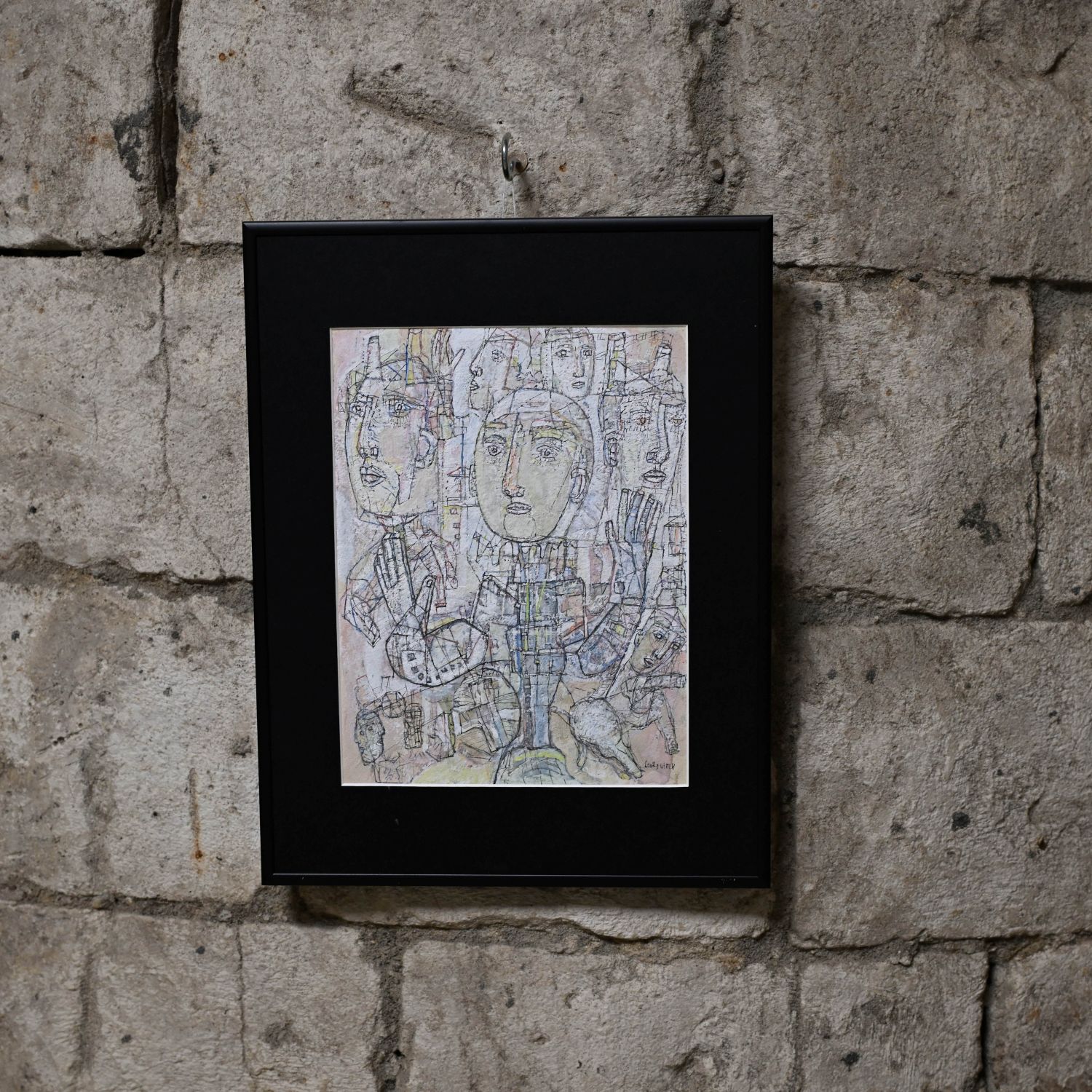Léon Levkovitch (né en 1936). Technique mixte (huile, gouache...) sur papier. 29 x 32 cm.