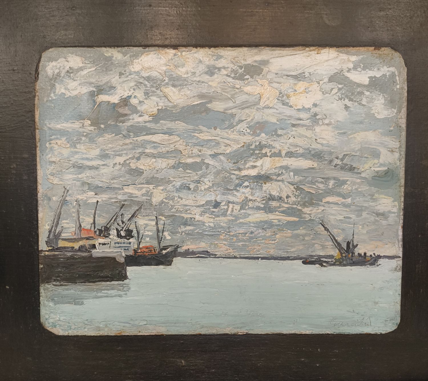 Gaudin (?). Paire d'huiles sur carton marouflé sur panneau. 20 x 24 cm.