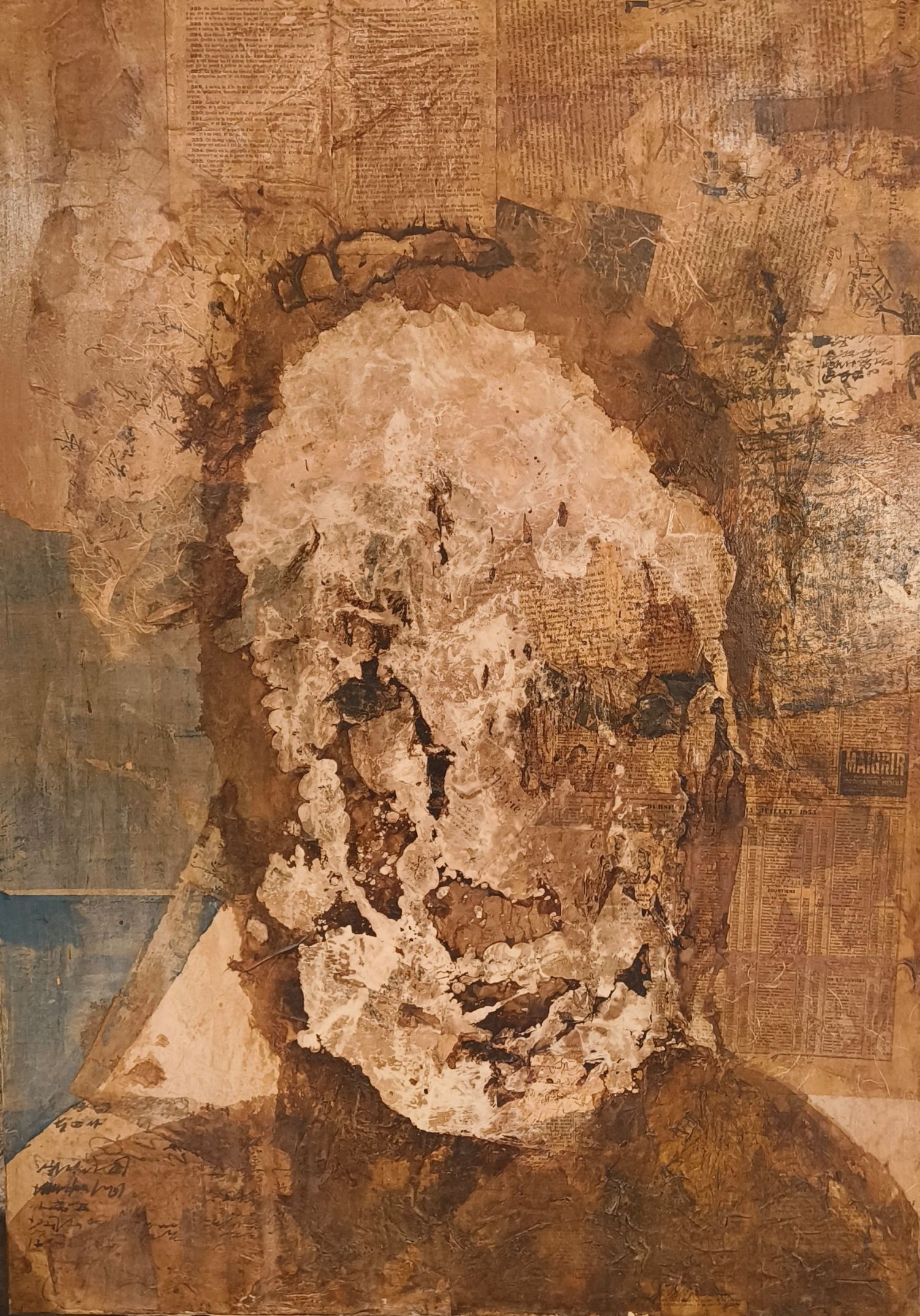 Christelle Morvan. Sans titre. Technique mixte sur toile. 93 x 65 cm. Signée.