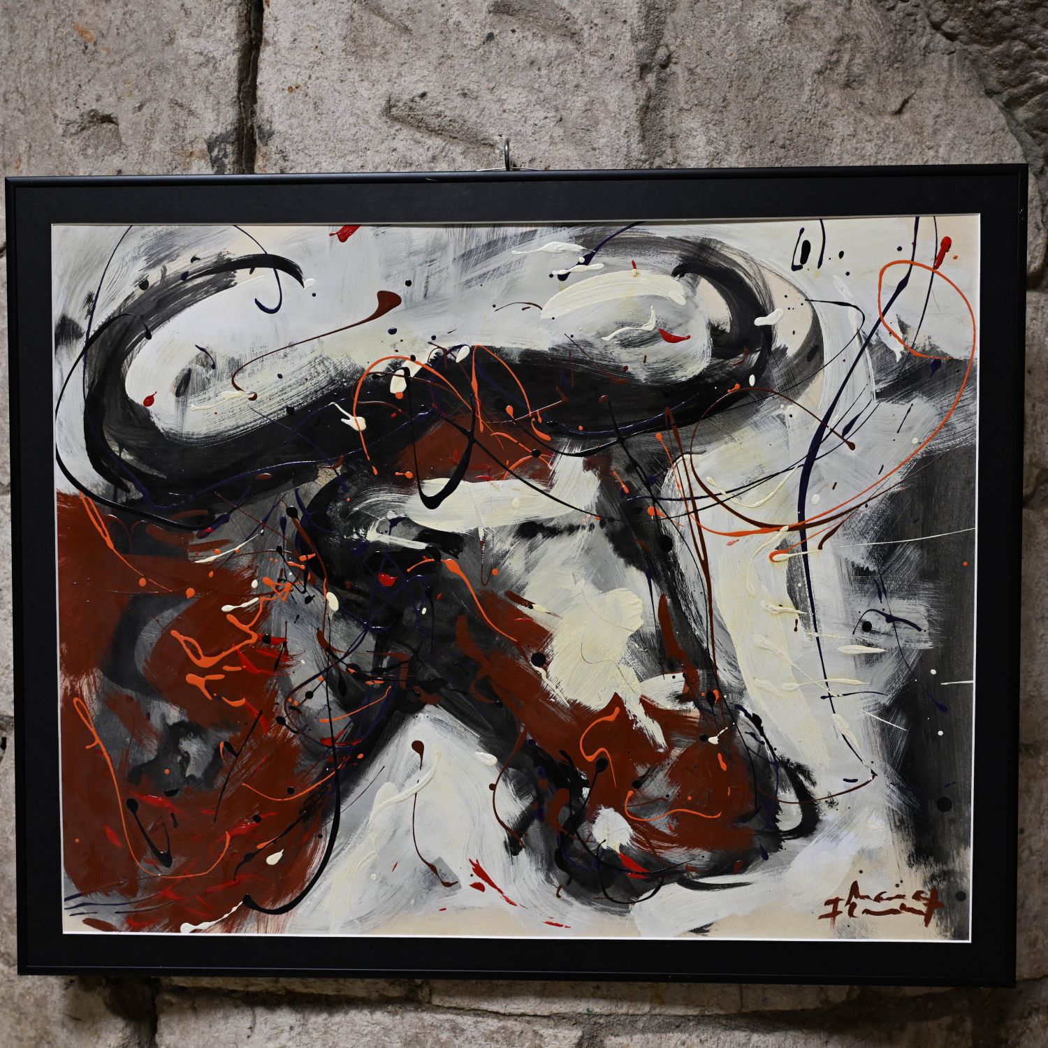 Marc Flament, tête de taureau. Acrylique sur carton. 51 x 66 cm.