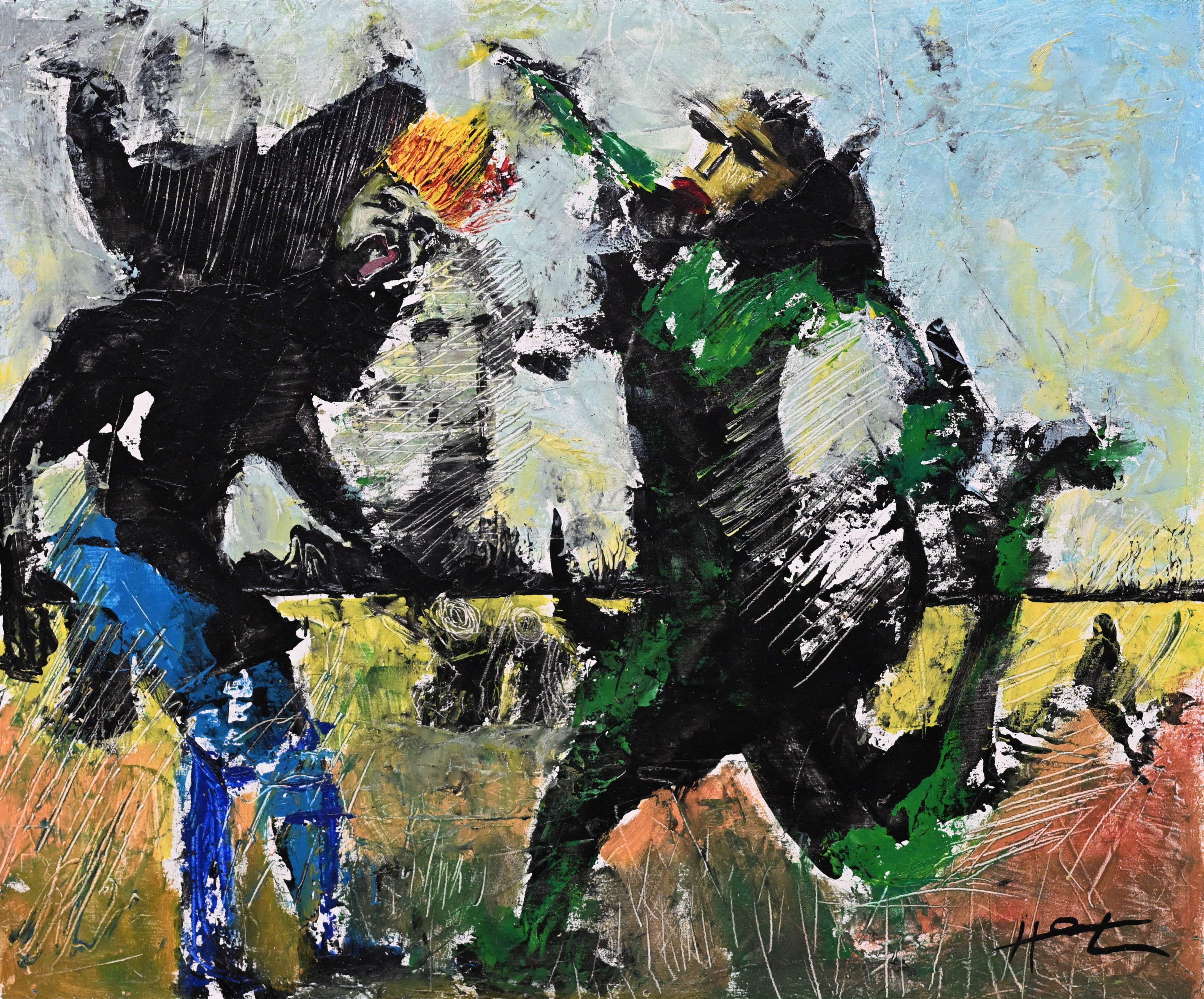 Didier Hot (1957-2015). Huile sur panneau. 36 x 42 cm. Datée 2001 au dos.
