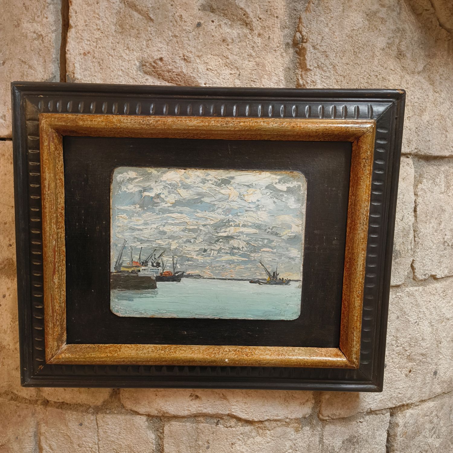 Gaudin (?). Paire d'huiles sur carton marouflé sur panneau. 20 x 24 cm.