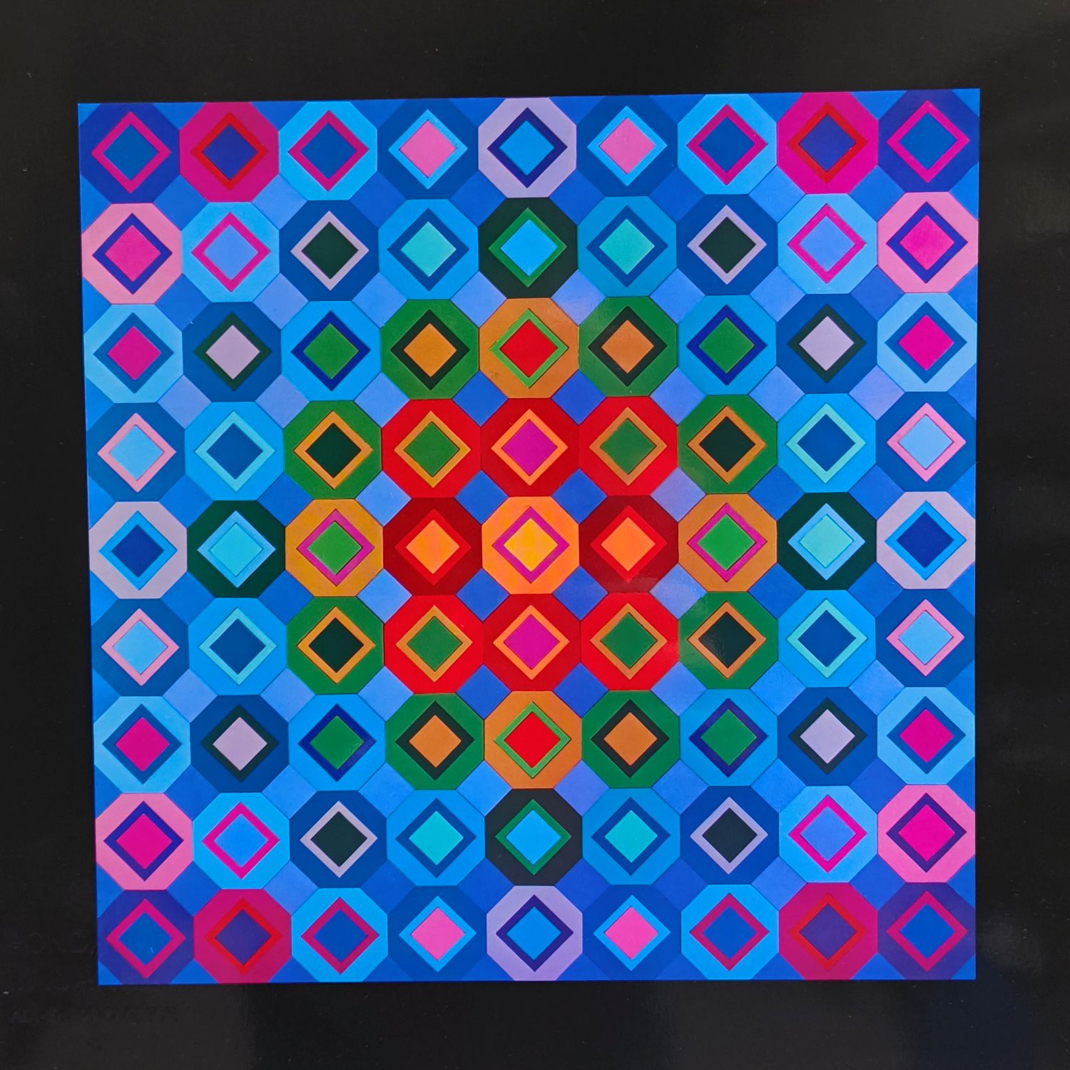 Victor Vasarely (1906-1997). Lithographie. 27 x 27 cm. Timbre à sec "Fondation Vasarely Aix en Provence".