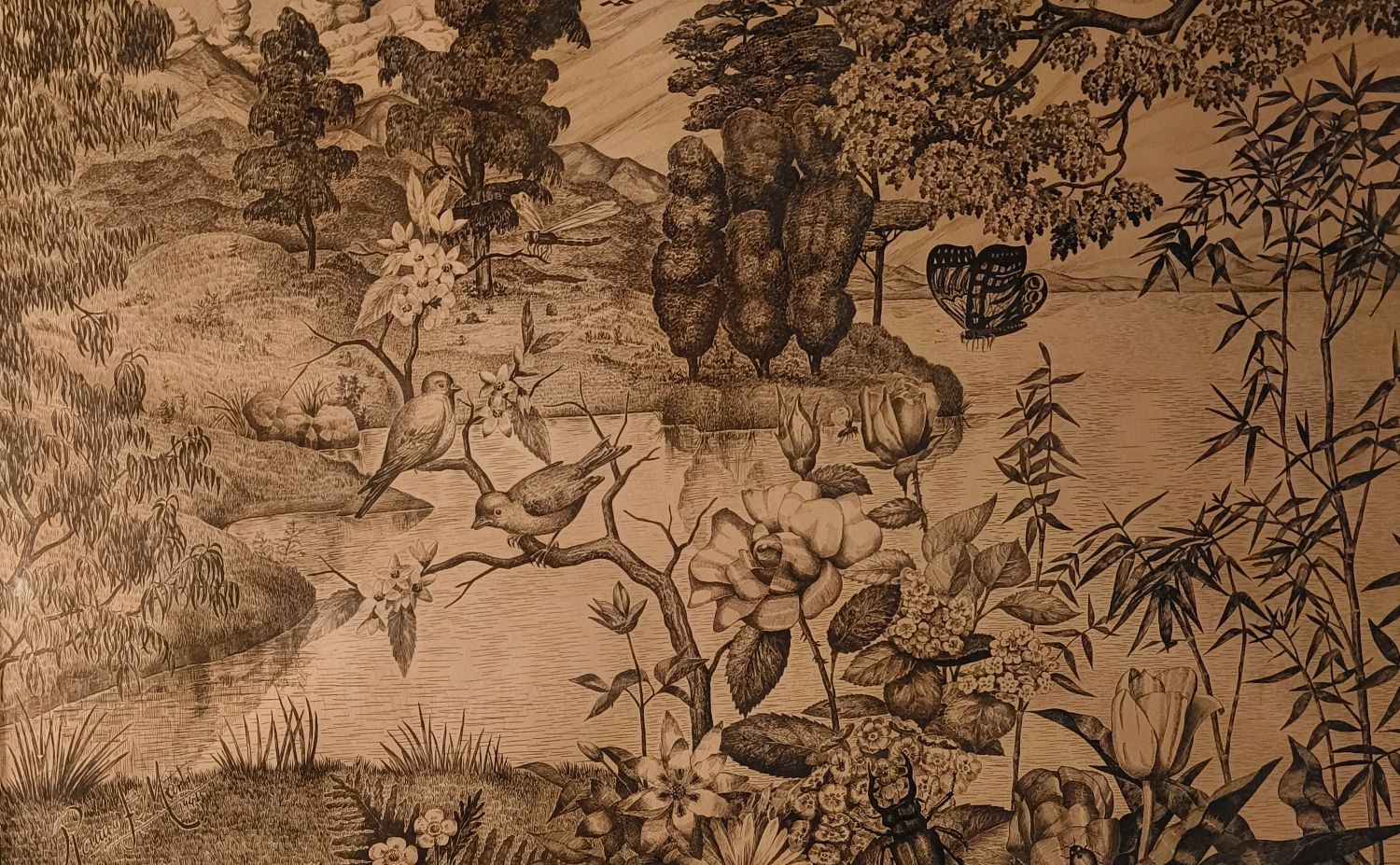 Encre sur papier de Ramon Fernandez Marti (1915-2010) datée de 1945. 47 x 67 cm.