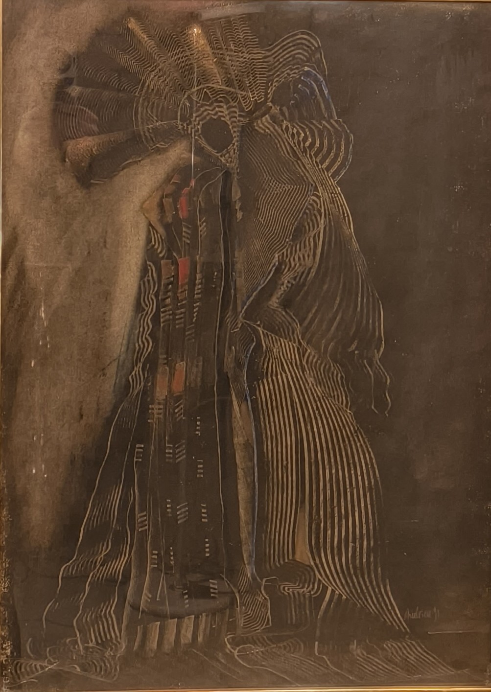 Personnage de Roland Andrieu (né en 1944). Technique mixte, contemporain.