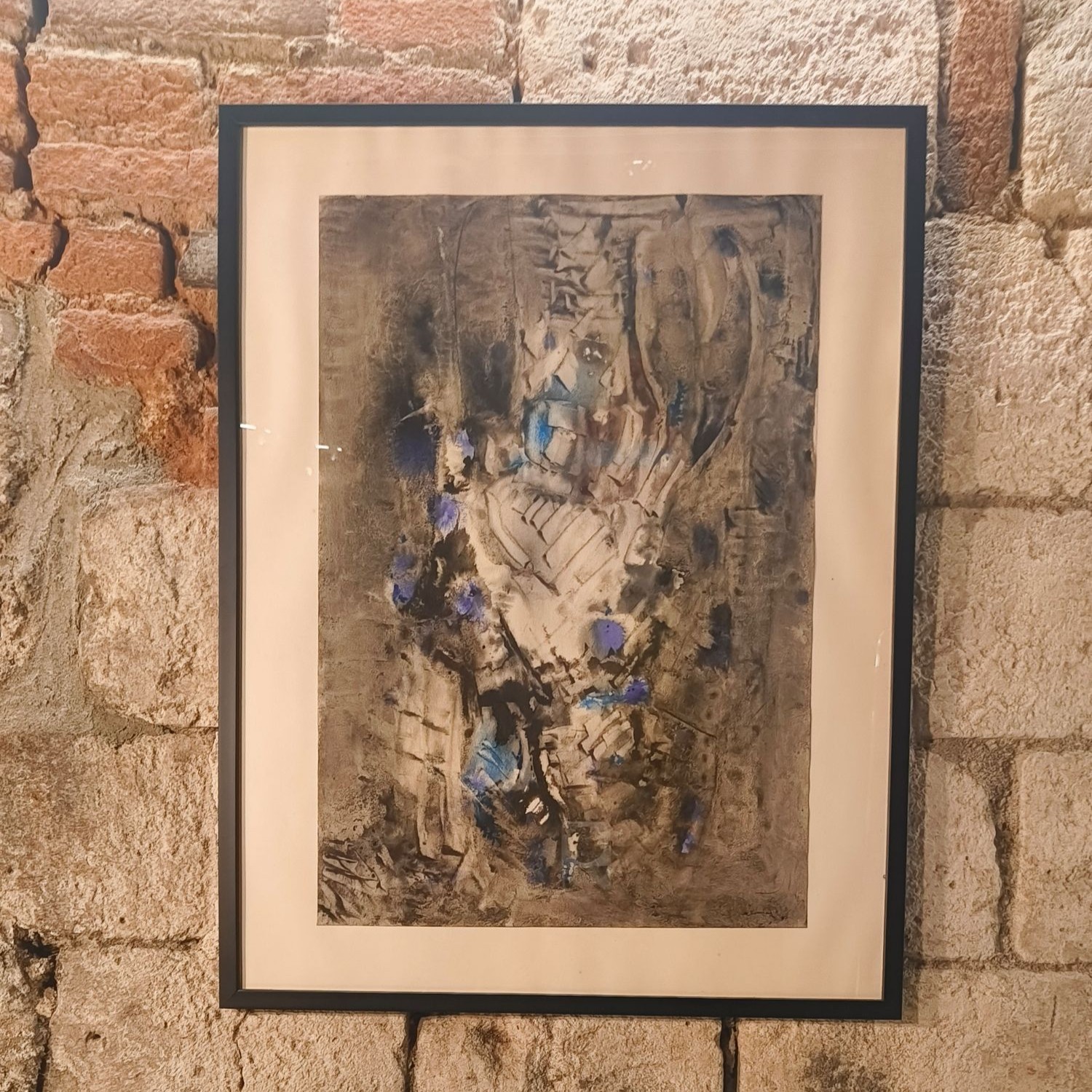 Vahe-André HEKIMYAN (1913-1997), dit Vahe HEKIMIAN. Sans titre. Aquarelle et lavis d'encre, signée et datée 1965 en bas à droite et collée sur une feuille de présentation. 54,5 x 37,5 cm.