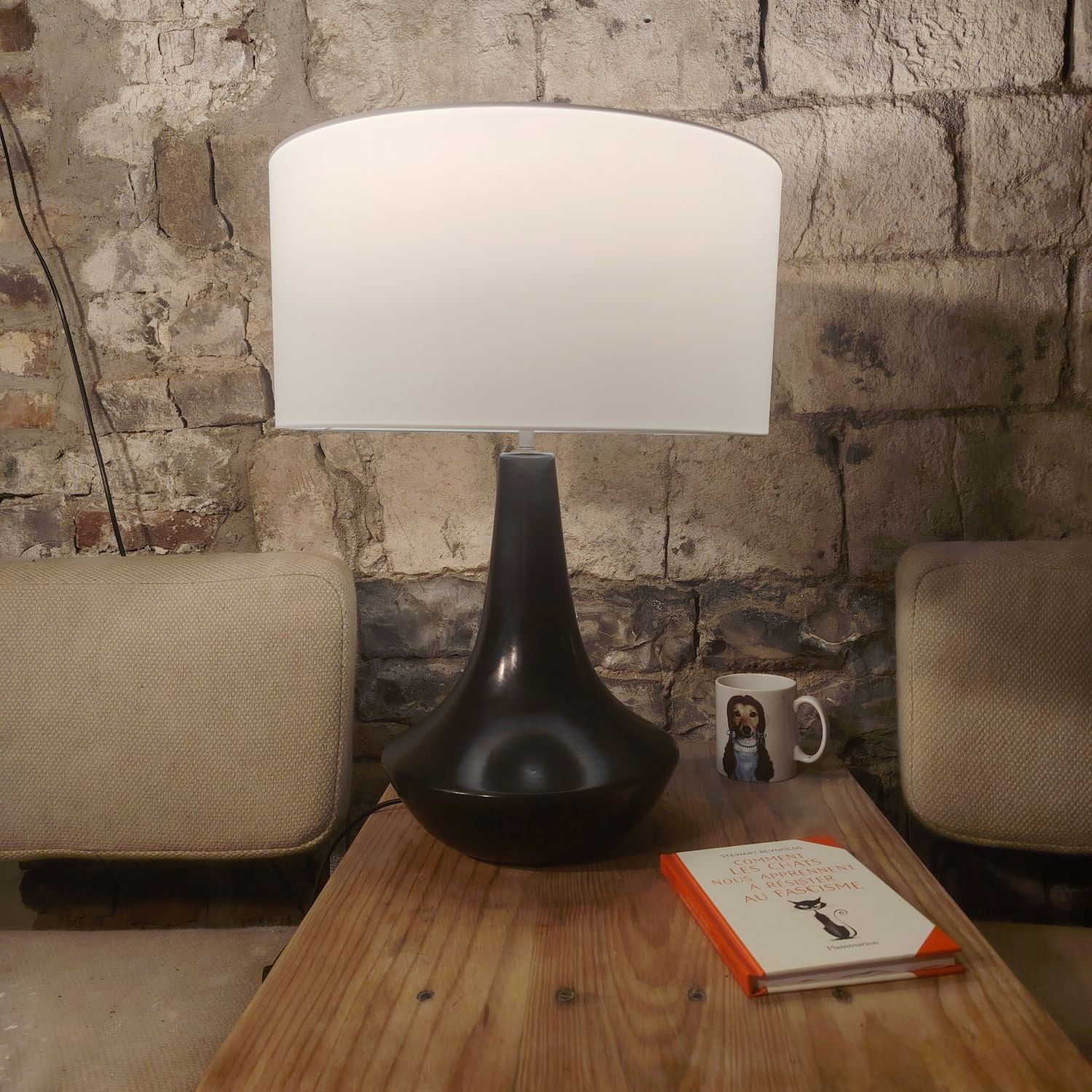 Lampe  Balustre céramique noire