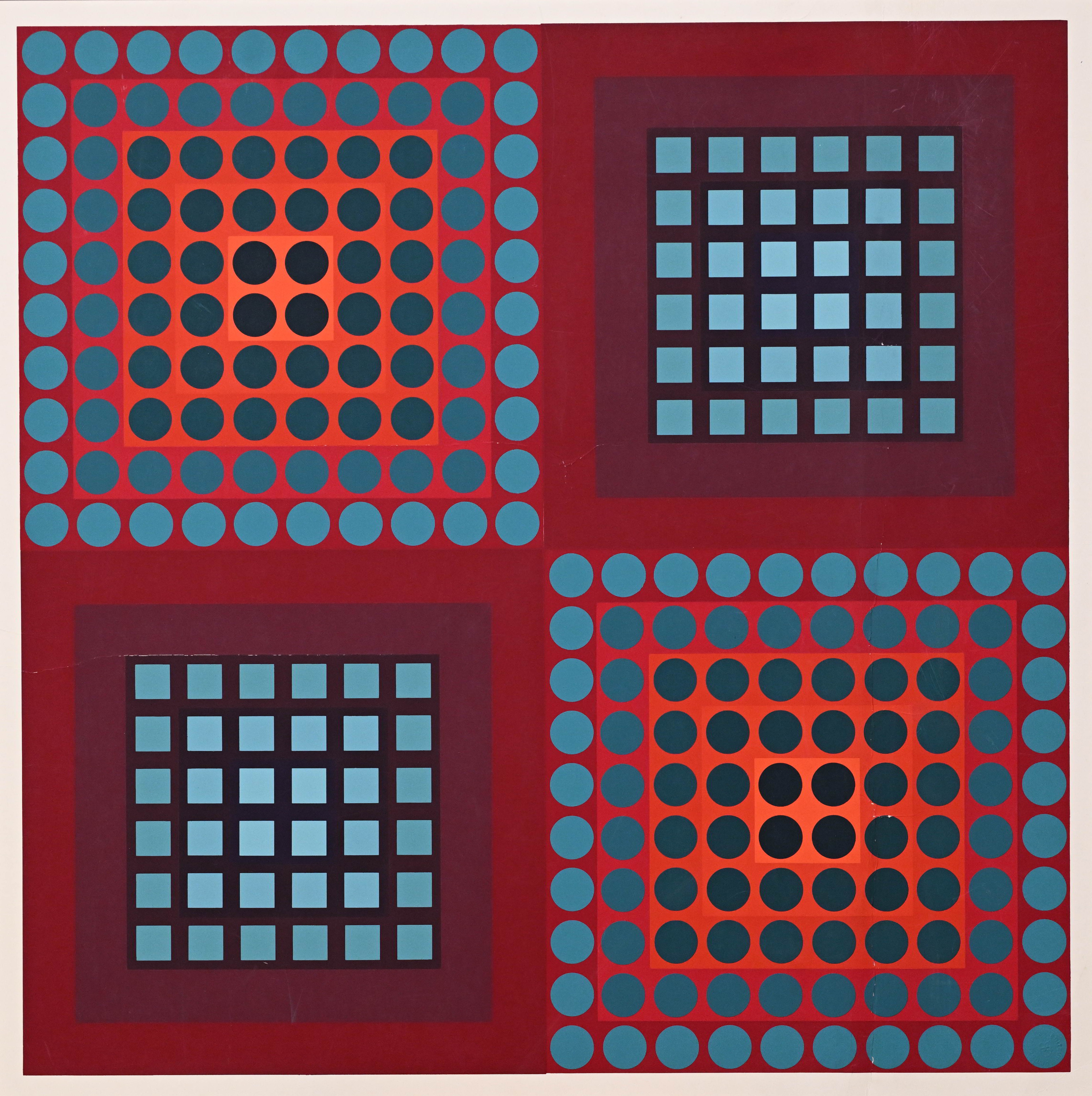 Victor Vasarely (1906-1997). Sérigraphie. 65 x 65 cm. Cachet de la galerie Denise René.
