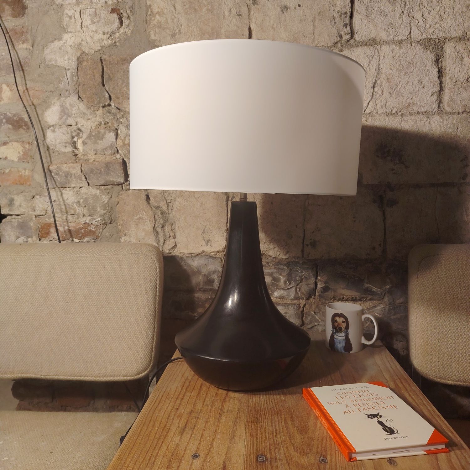 Lampe  Balustre céramique noire