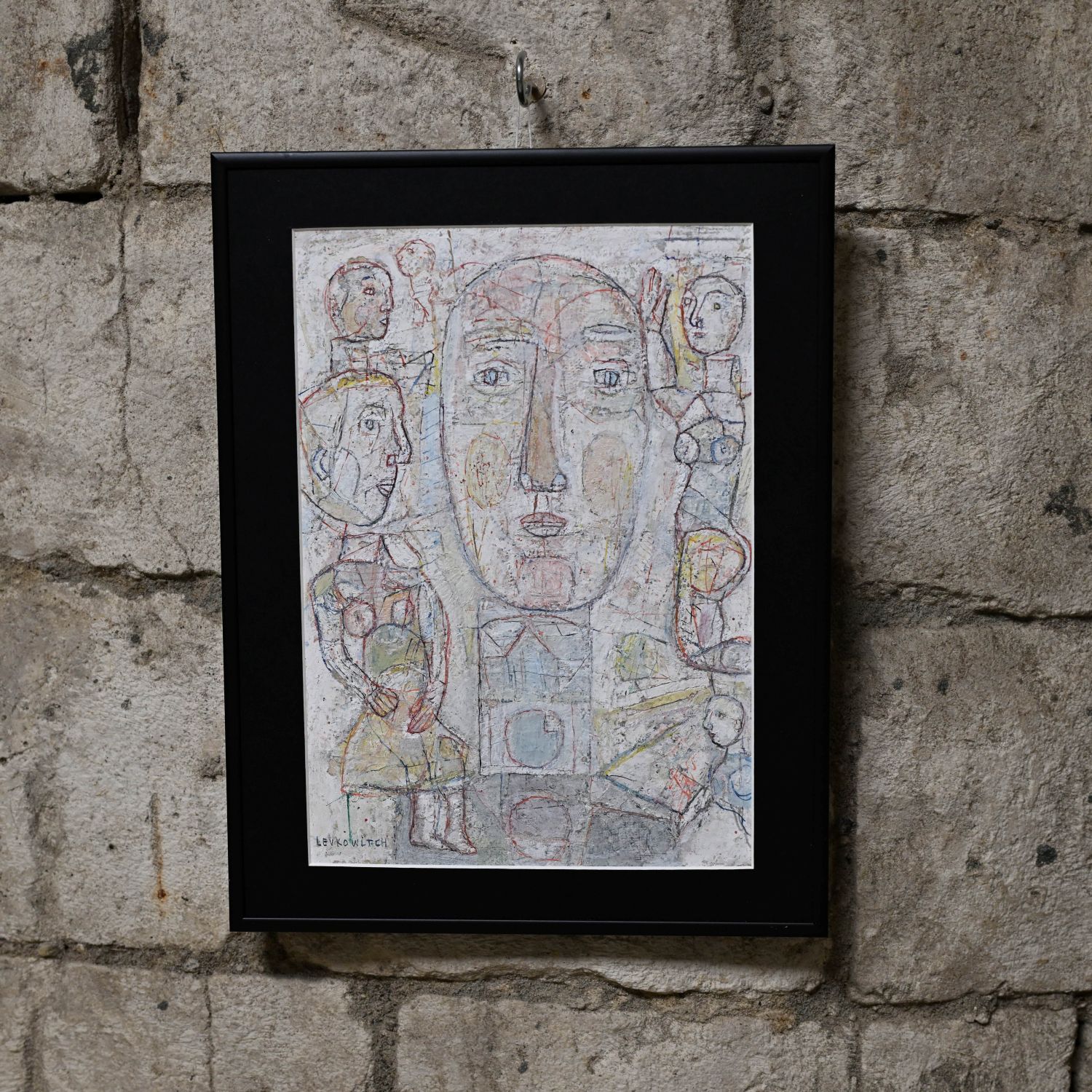 Léon Levkovitch (né en 1936). Technique mixte (huile, gouache...) sur papier. 29 x 32 cm.