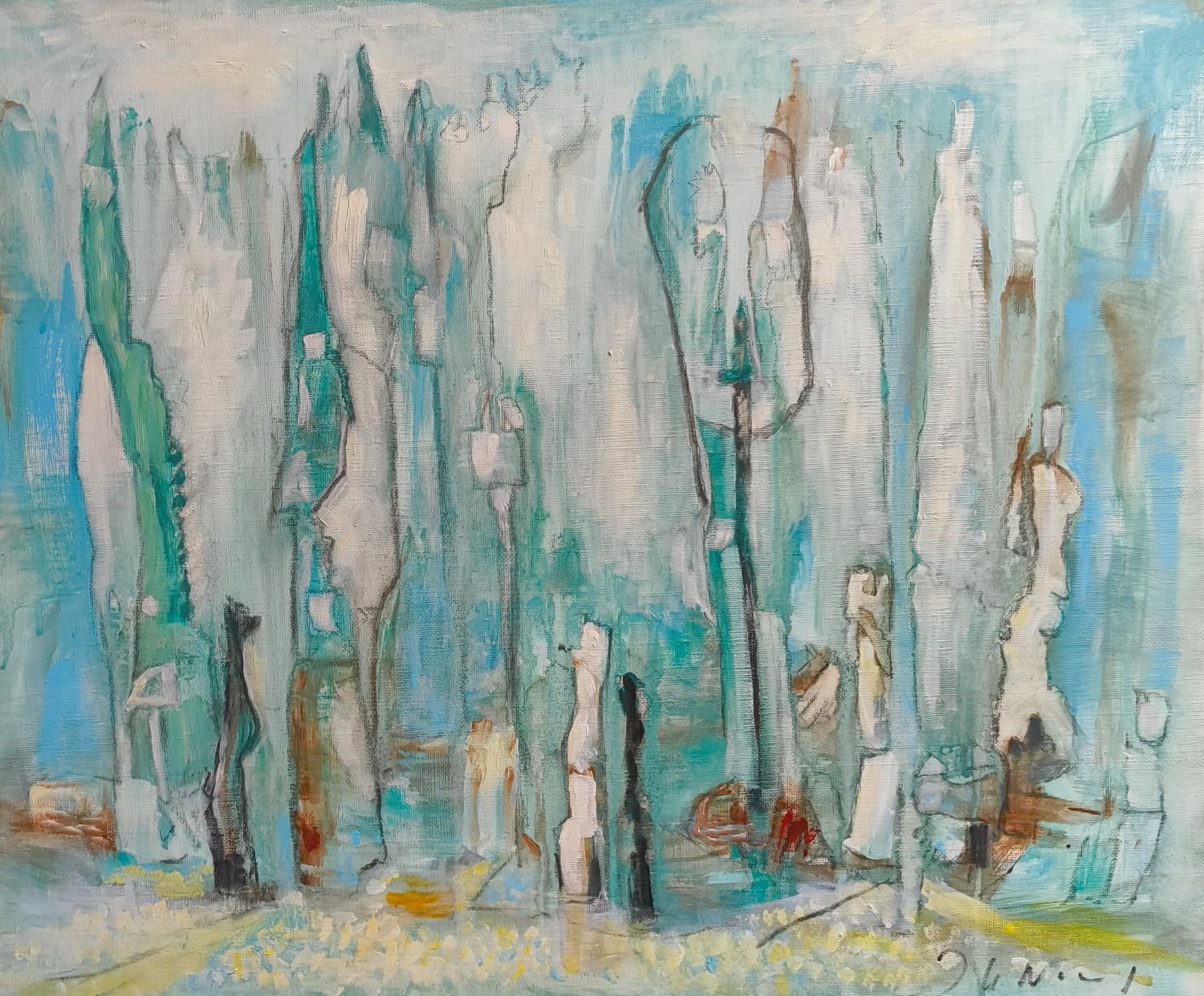 Jacques Le Noane (1924-2015). Huile sur toile titrée au dos " Il y a longtemps ". 65 x 54 cm.