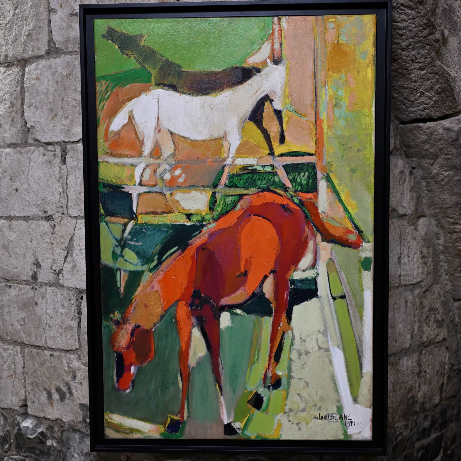Joel Blanc. Huile sur toile datée de 1971. 100 x 65 cm.