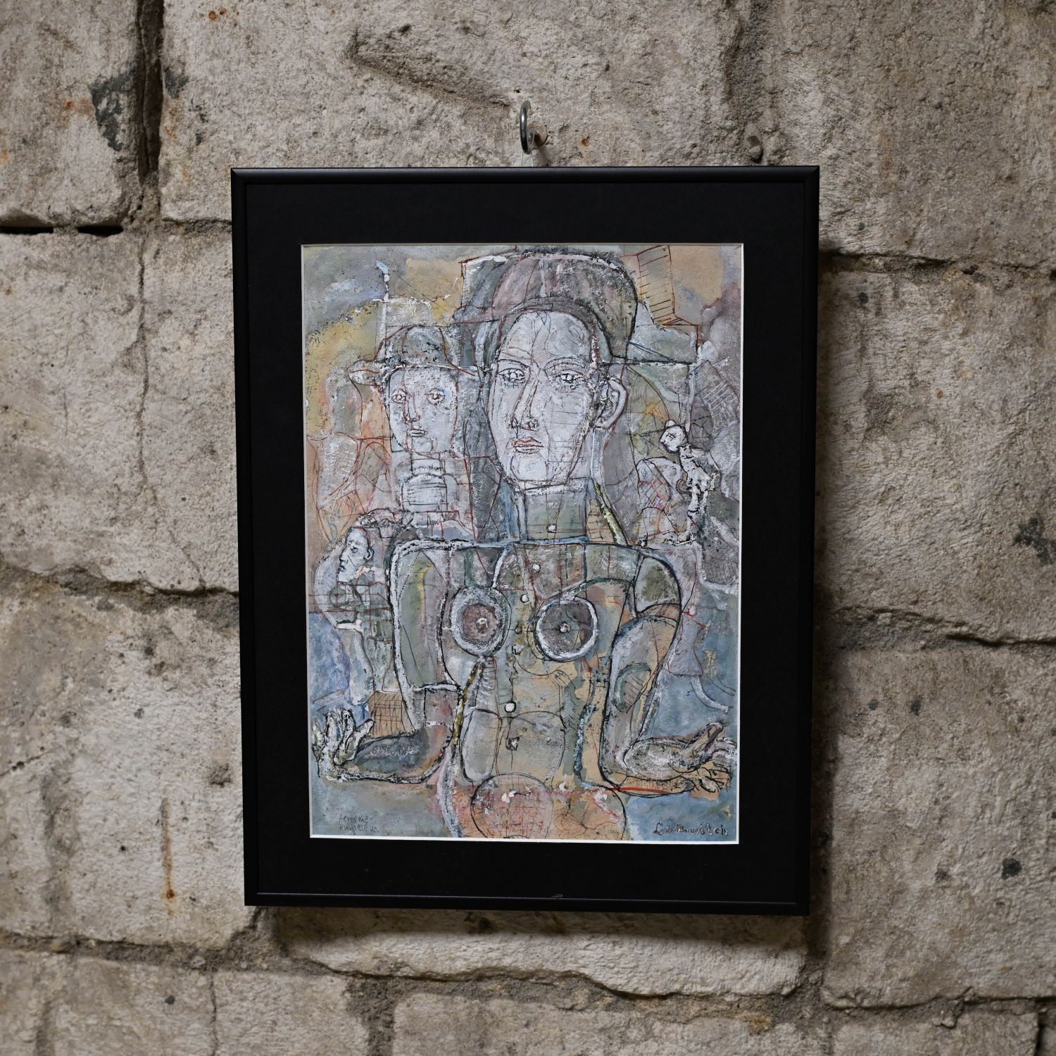 Léon Levkovitch (né en 1936). Technique mixte (huile, gouache...) sur papier. 29 x 32 cm.