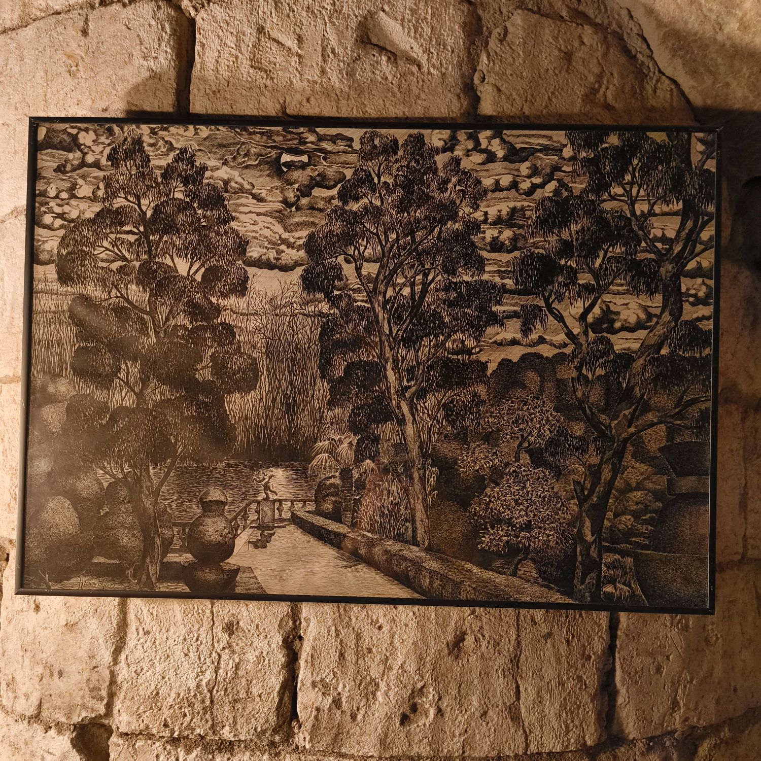 Encre sur papier de Ramon Fernandez Marti (1915-2010) datée de 1944. 47 x 67 cm.