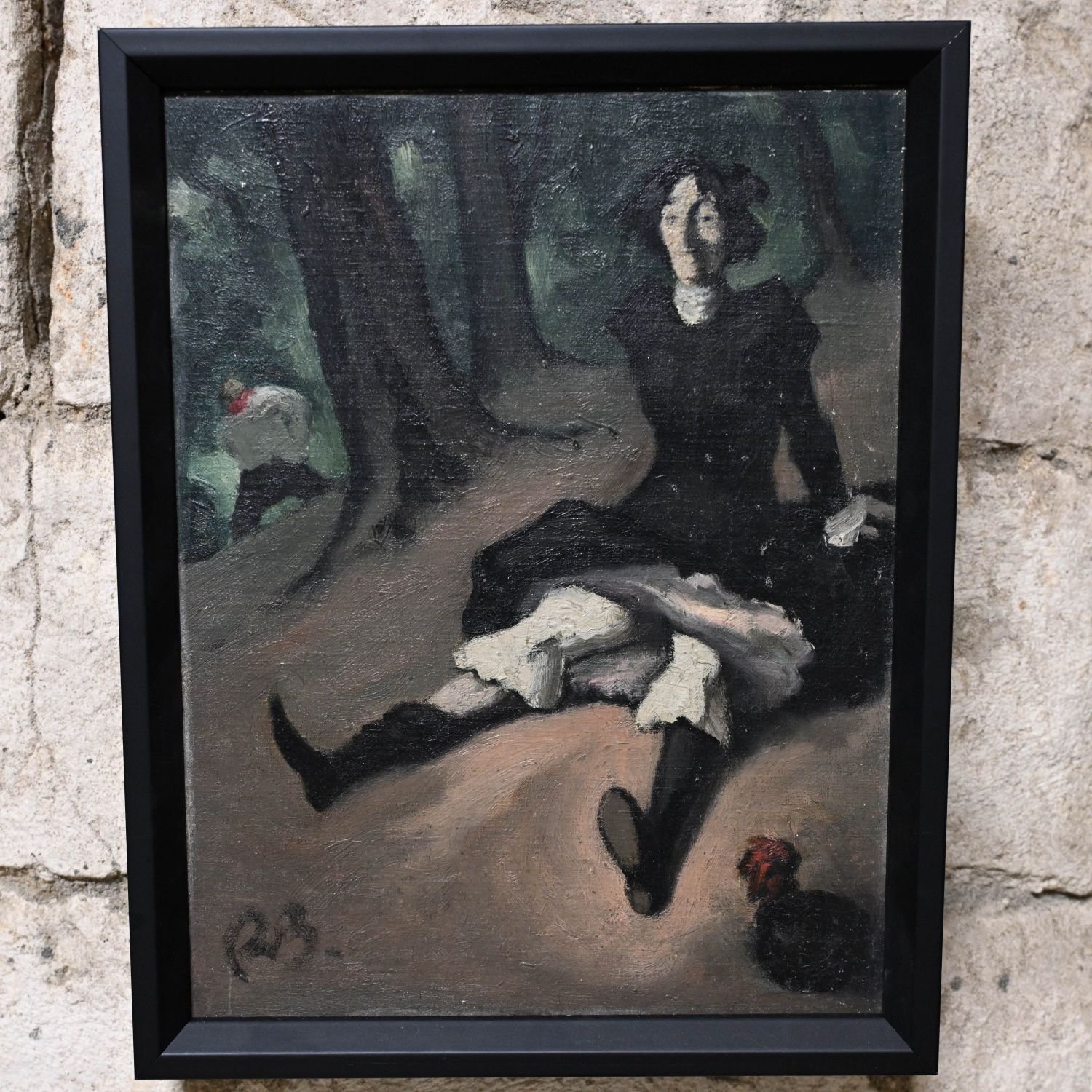 René BESSERVE (1883-1959). Huile sur panneau. 41 x 30 cm. Etiquette de titre au dos : "Un satyre passa."