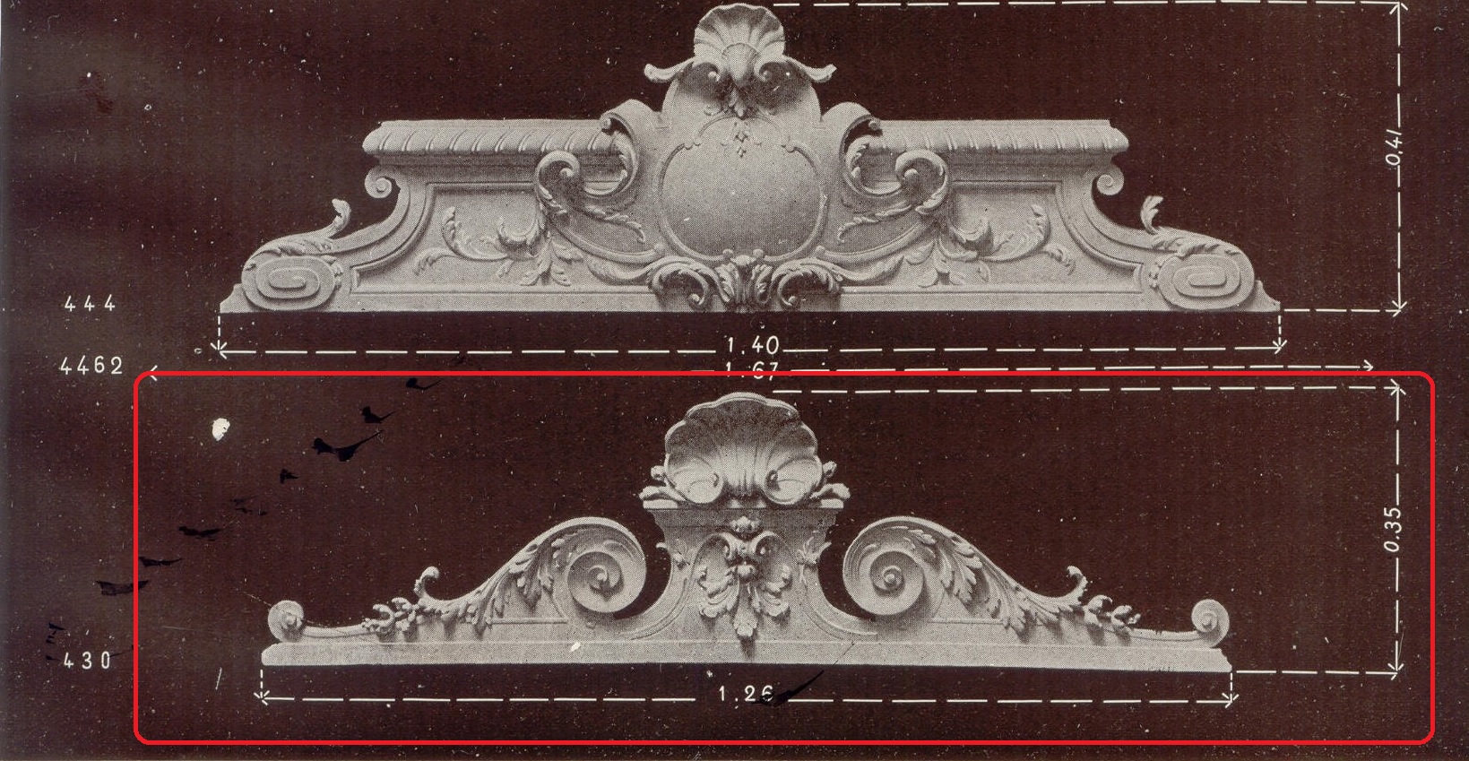 Fronton de porte FR125a - 125 cm x 35 cm (plâtre céramique)