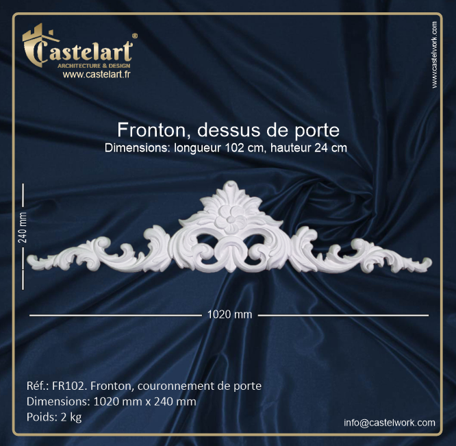 Fronton de porte FR102 - 102 cm x 24 cm (plâtre céramique)