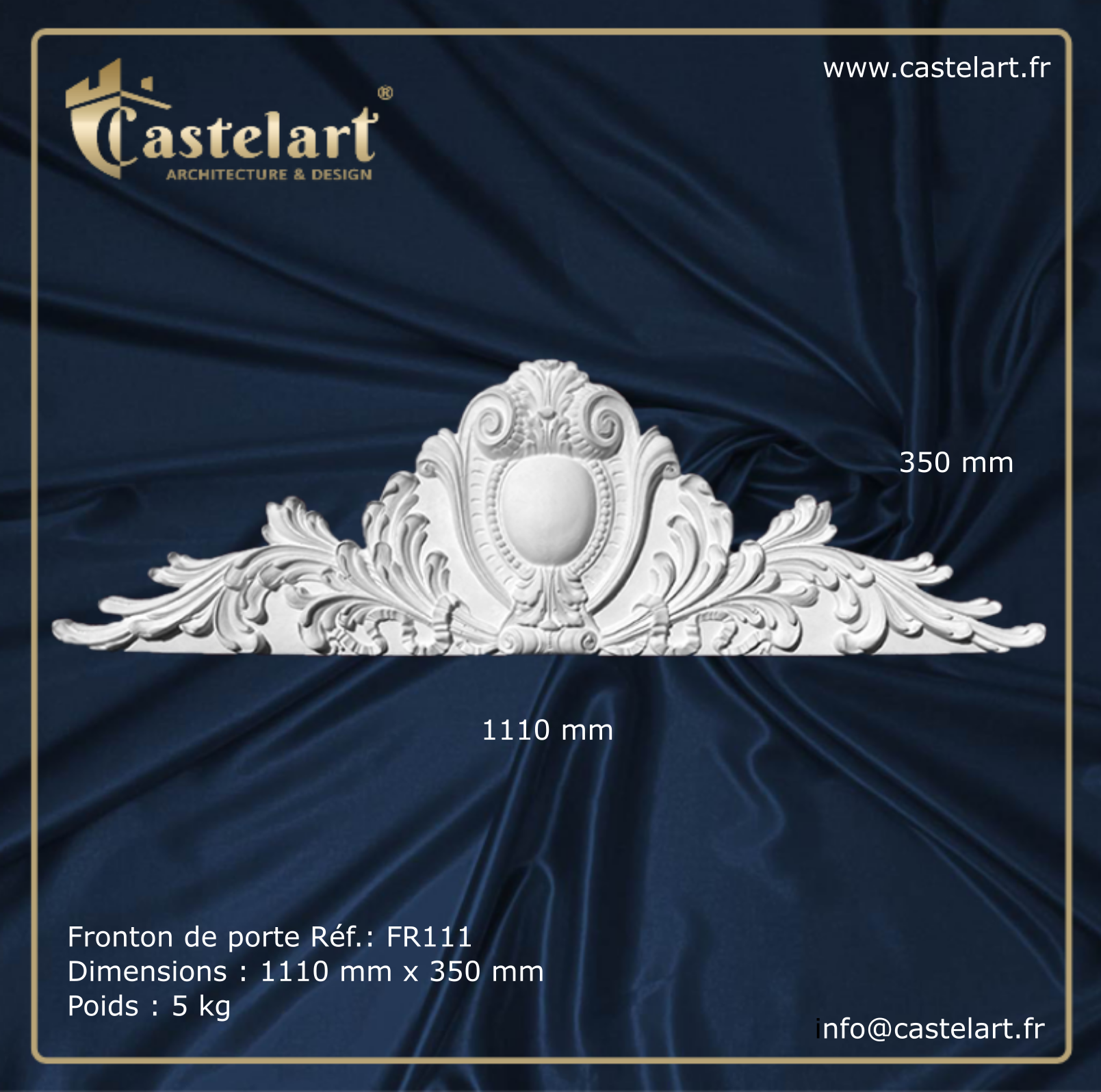 Fronton de porte FR111 - 111 cm x 35 cm (plâtre céramique)