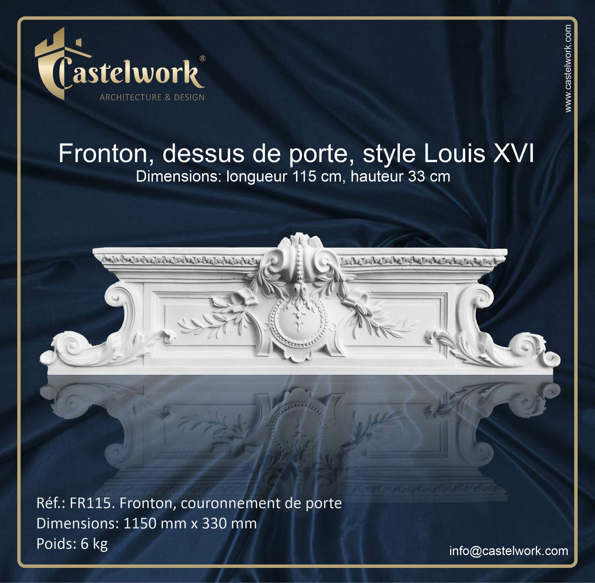 Fronton de porte FR115 - 115 cm x 33 cm (plâtre céramique)