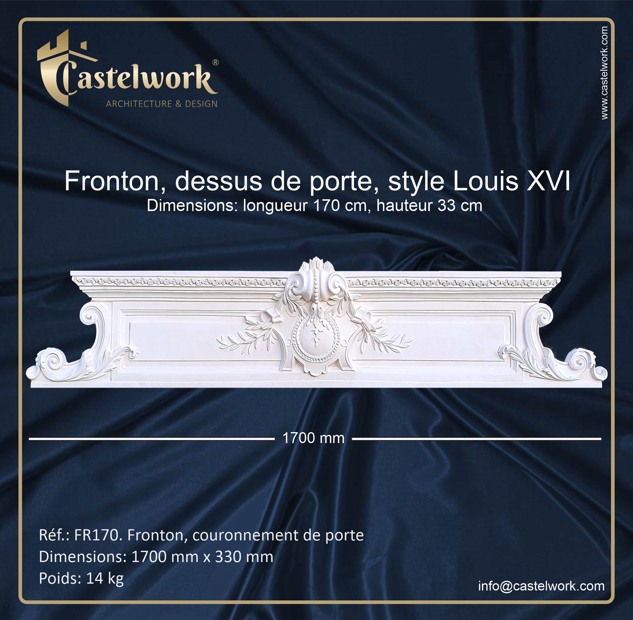 Fronton de porte FR170 - 170 cm x 33 cm (plâtre céramique)