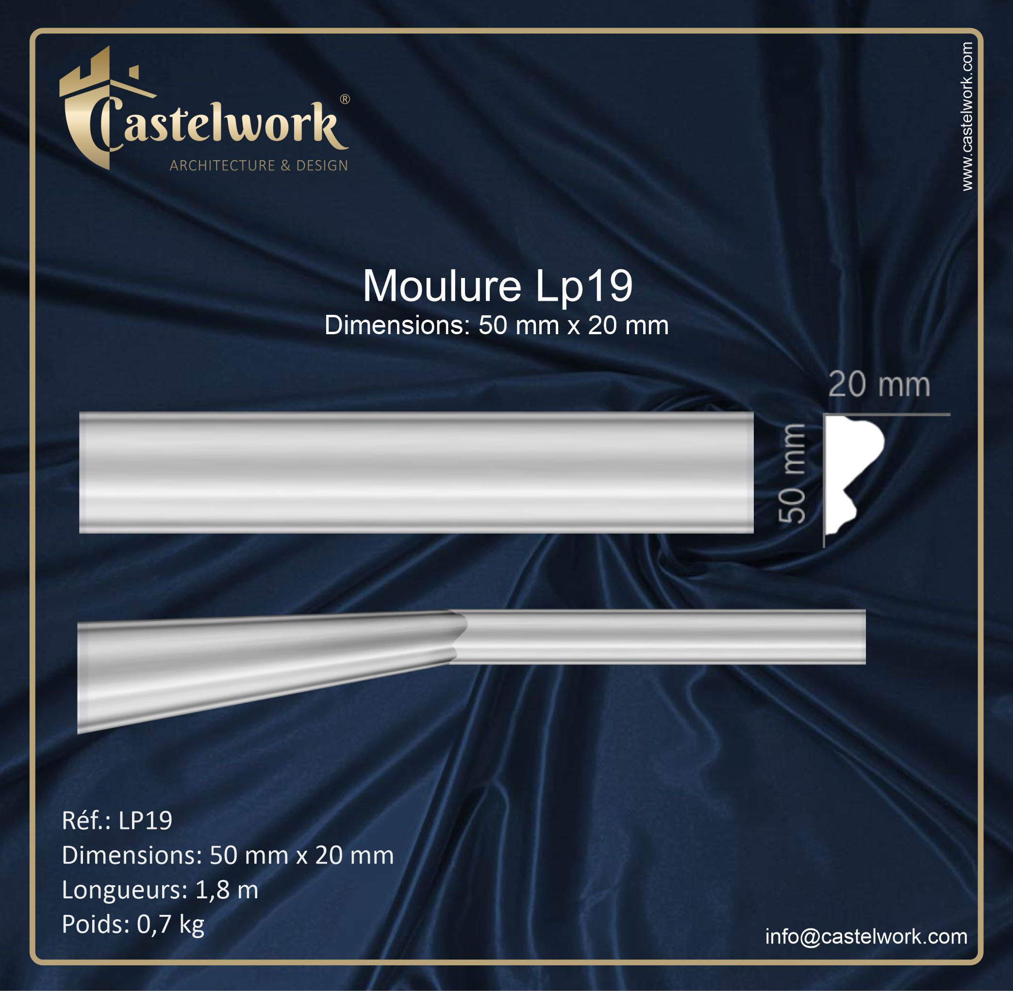 Moulure staff Réf.: LP19 - Prix : 15,50 € / ml