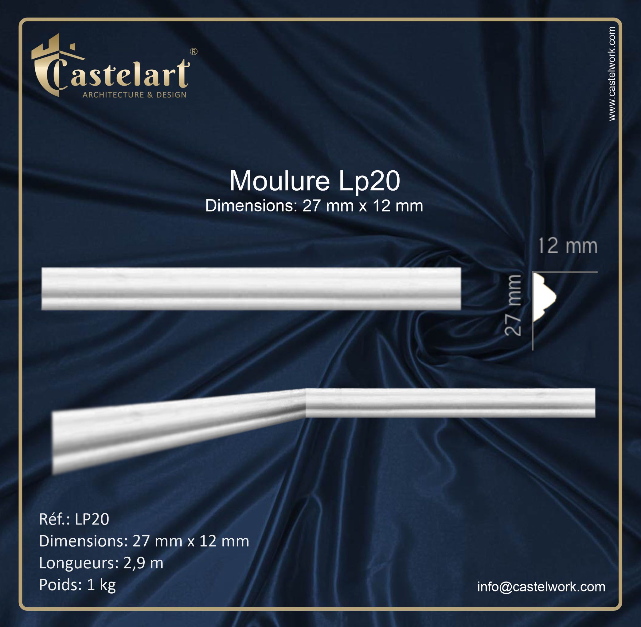 Moulure staff Réf.: LP20 - Prix : 15,50 € / ml