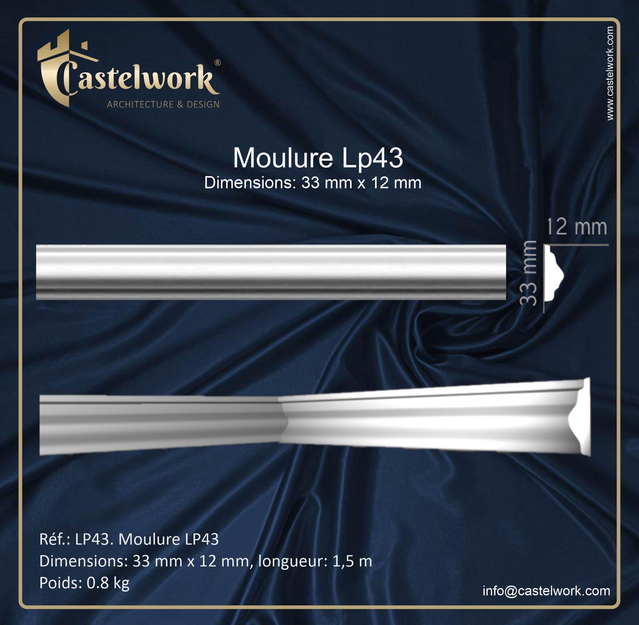 Moulure staff Réf.: LP43 - Prix : 15,50 € / ml