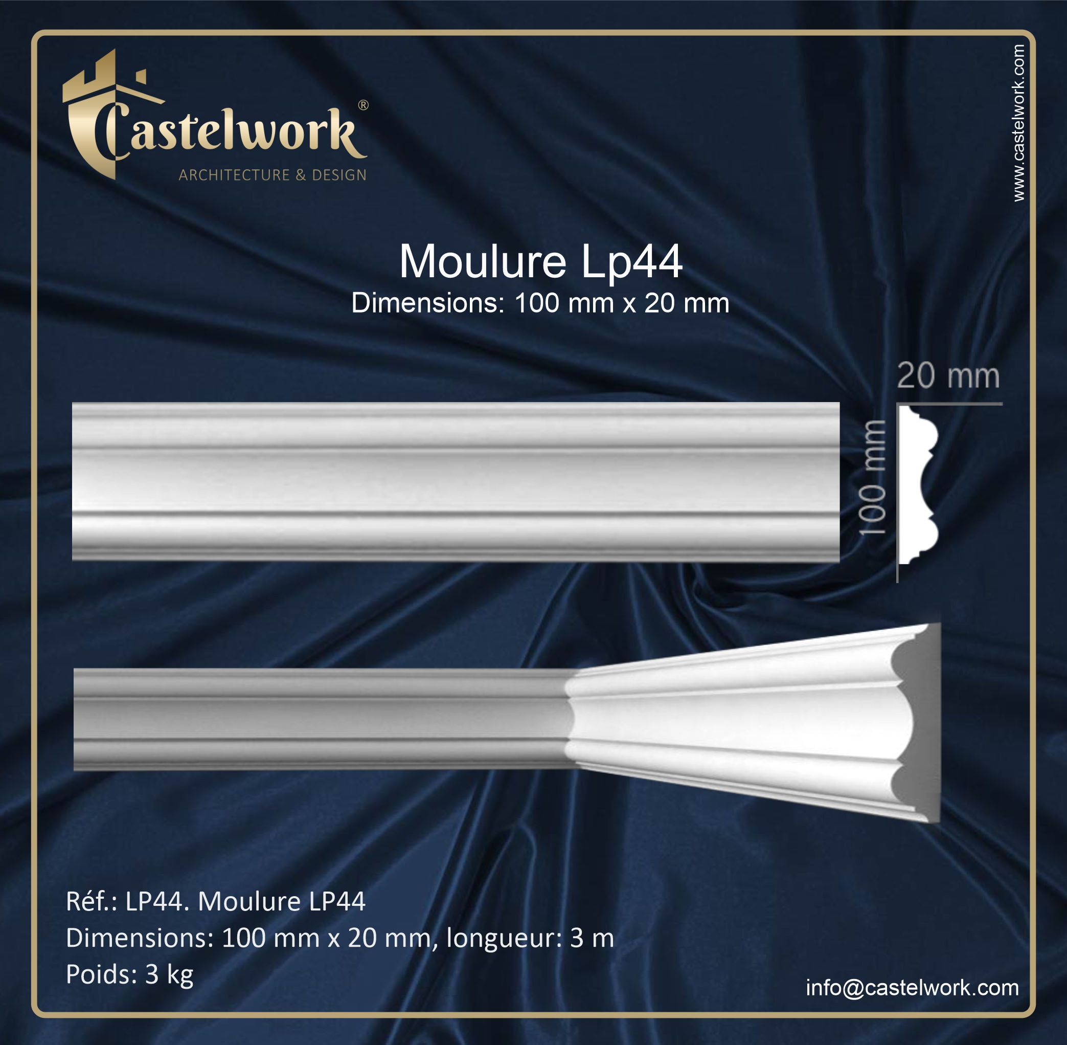 Moulure staff Réf.: LP44 - Prix : 24 € / ml