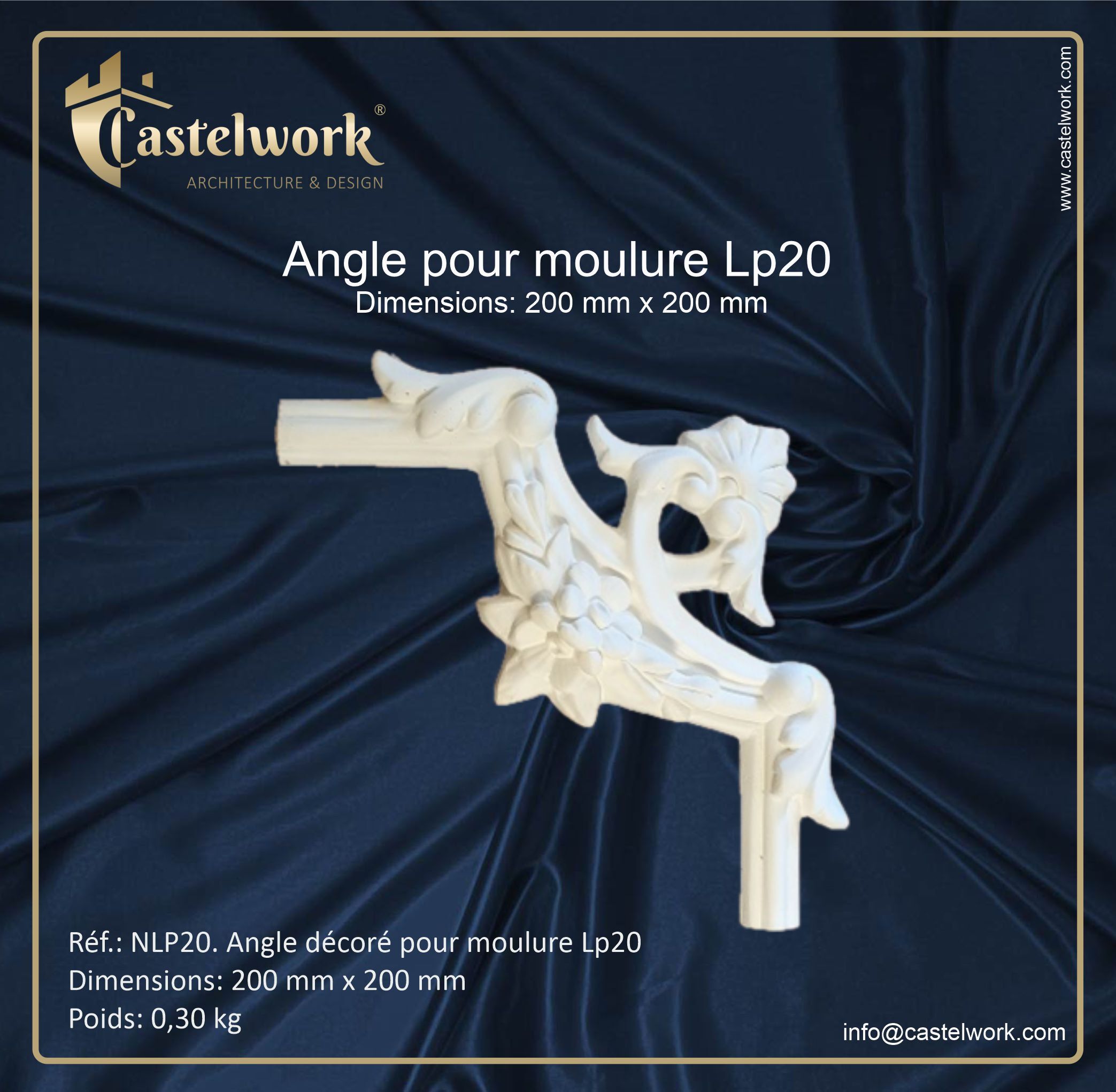 NLP20a. Angle décoré pour moulure LP20