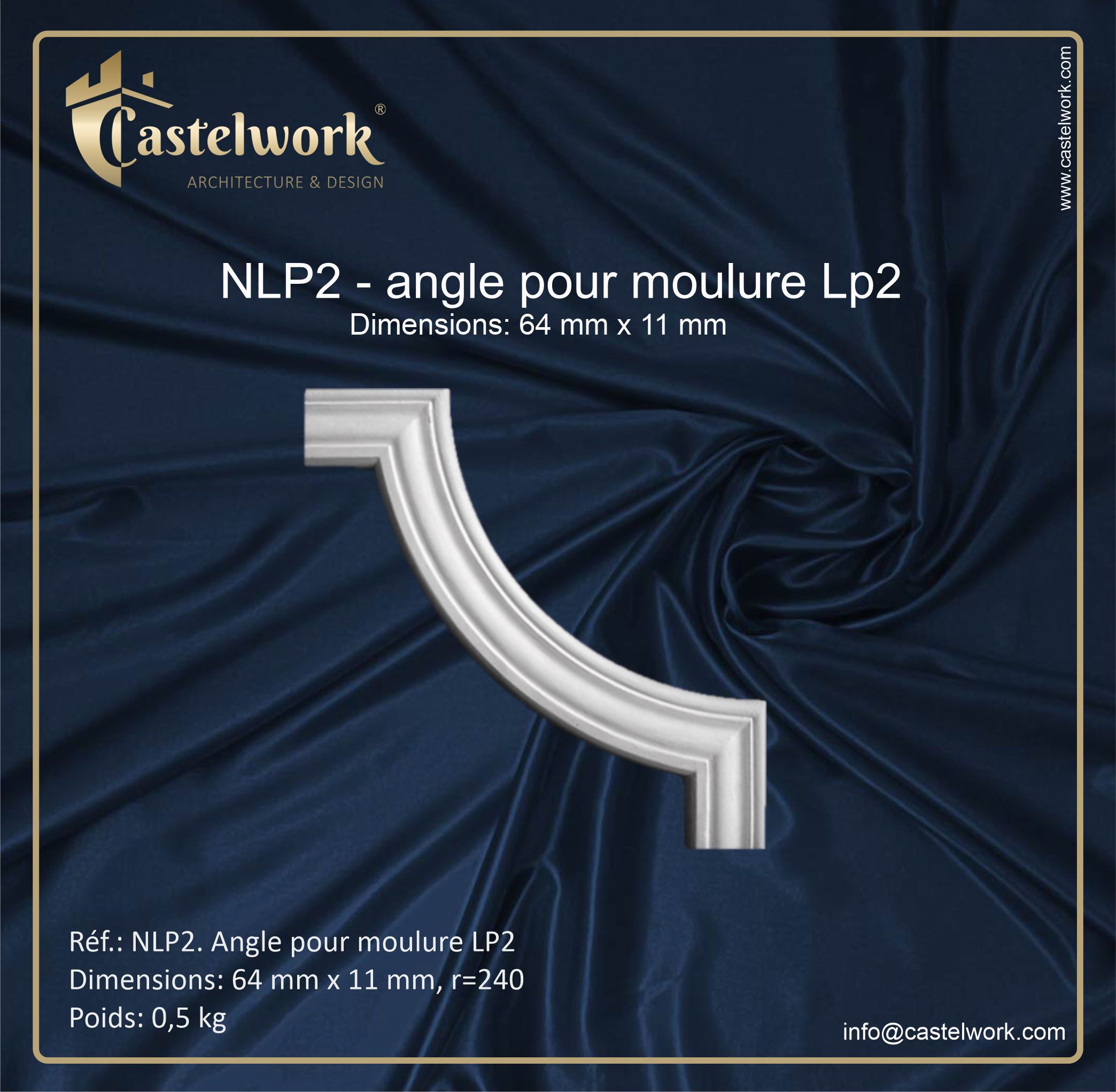 NLP2. Angle décoré pour moulure LP2