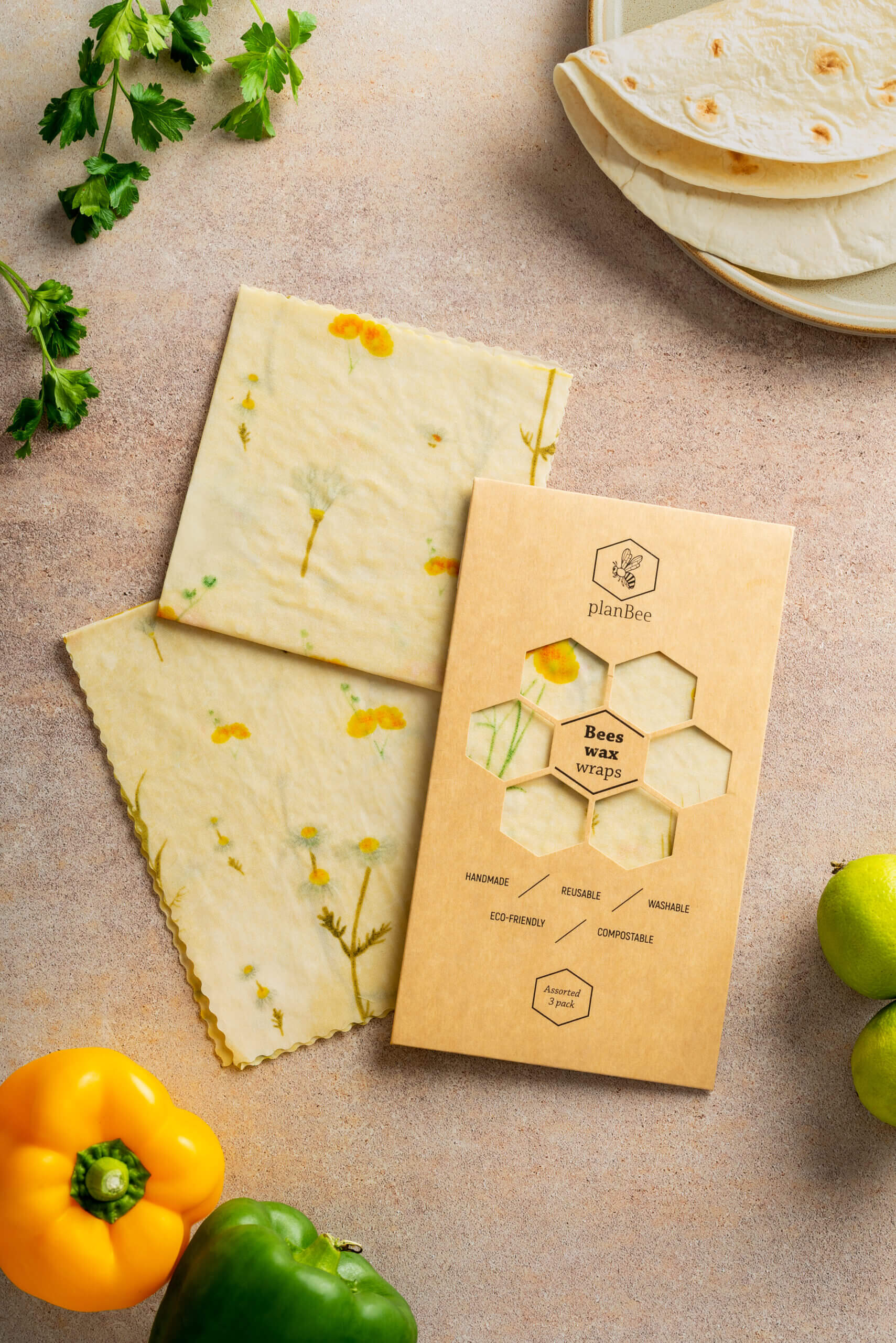 Vaškuotų drobelių rinkinukas Pievos (3vnt. pakuotėje)