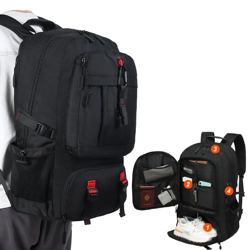 Spacious Large Capacity Travel Backpack with Multiple Compartments
