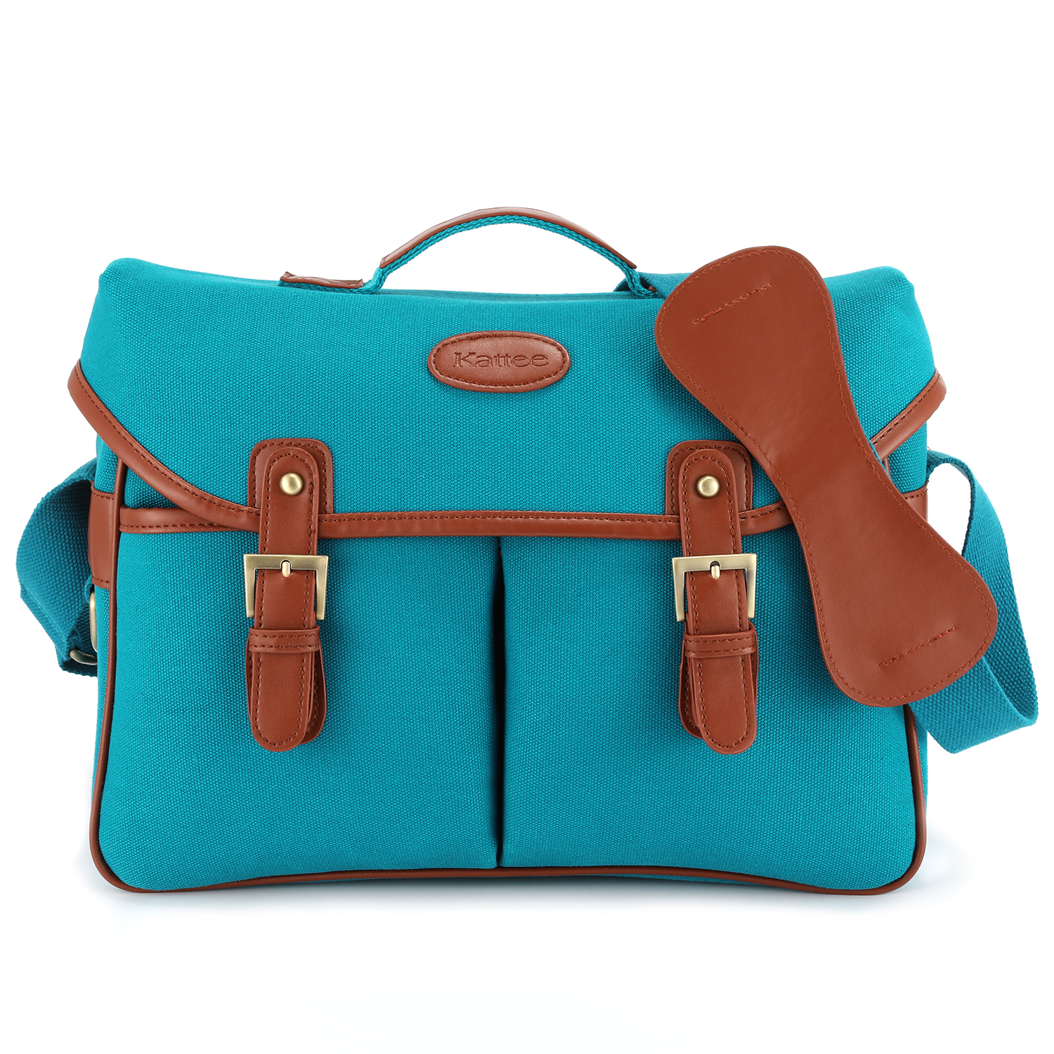 Turquoise and Brown Leather Satchel