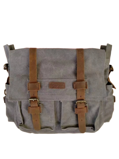Canvas and Leather Hybrid Messenger Bag for Men