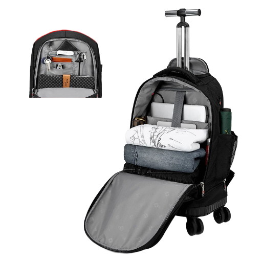  Durable Rolling Backpack with Laptop Compartment for Travel and School Use