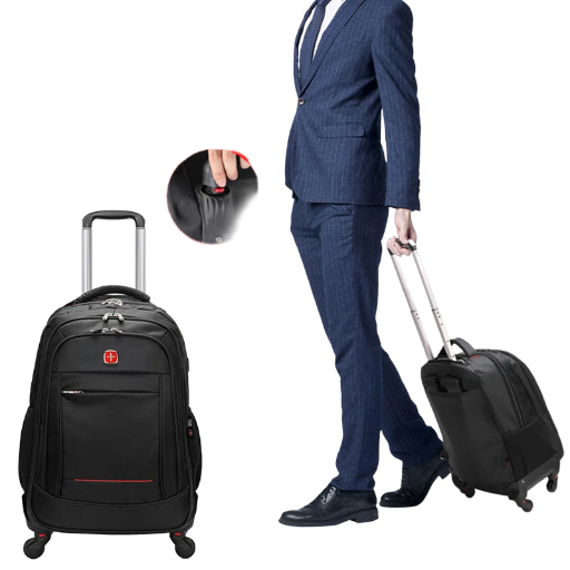 Large-Capacity Waterproof Rolling Backpack for Men and Women