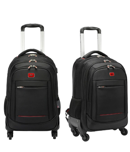 Rolling Backpack with USB Charging Port for Business and Travel