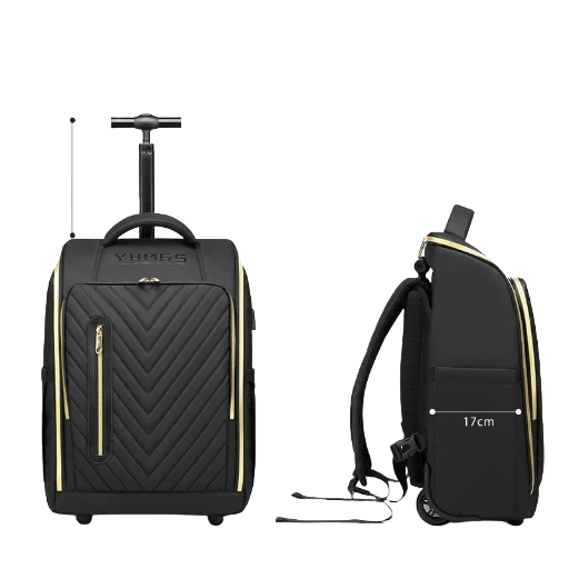 Rolling Black Luggage Spacious Rolling Backpack for School Supplies and Travel Essentials