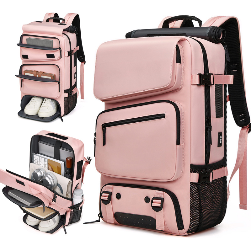 Multi-Compartment Pink Backpack