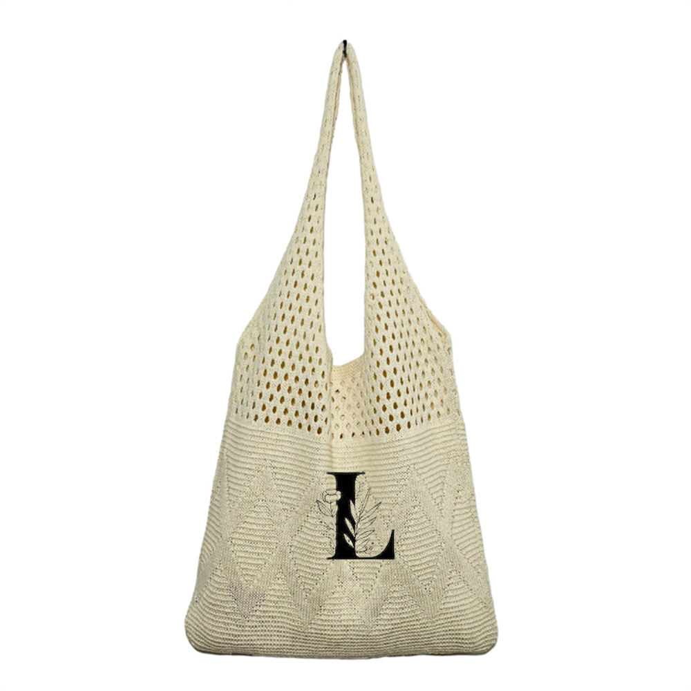 Monogrammed Knit Tote Bag