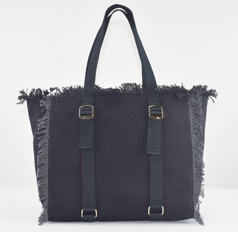 Frayed Edge Black Tote Bag