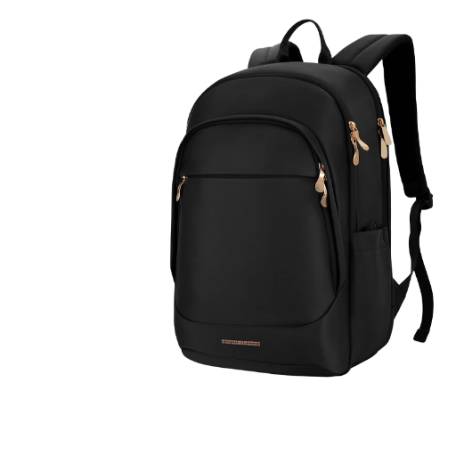 Black multifunctional backpack with a roomy main compartment fits a 15-inch laptop