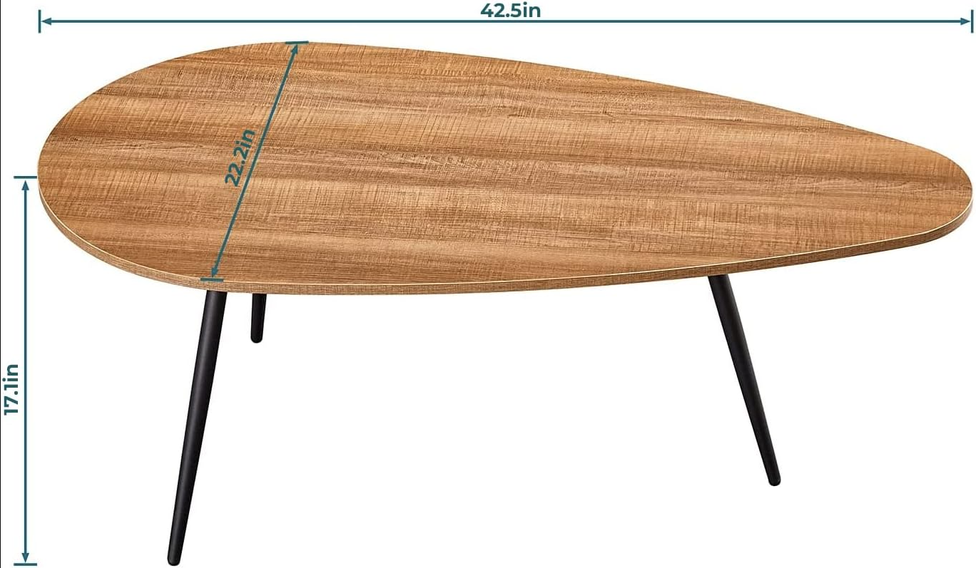 Small Coffee Table Modern Coffee Table Rustic Farmhouse Coffee Table Oval Mid Century Coffee Table Retro Accent Center Table for Living Room Easy Assembly, Walnut Oak