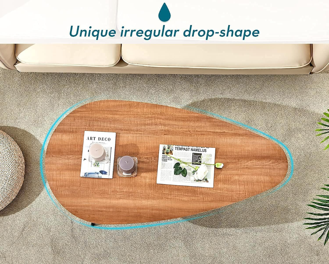 Small Coffee Table Modern Coffee Table Rustic Farmhouse Coffee Table Oval Mid Century Coffee Table Retro Accent Center Table for Living Room Easy Assembly, Walnut Oak