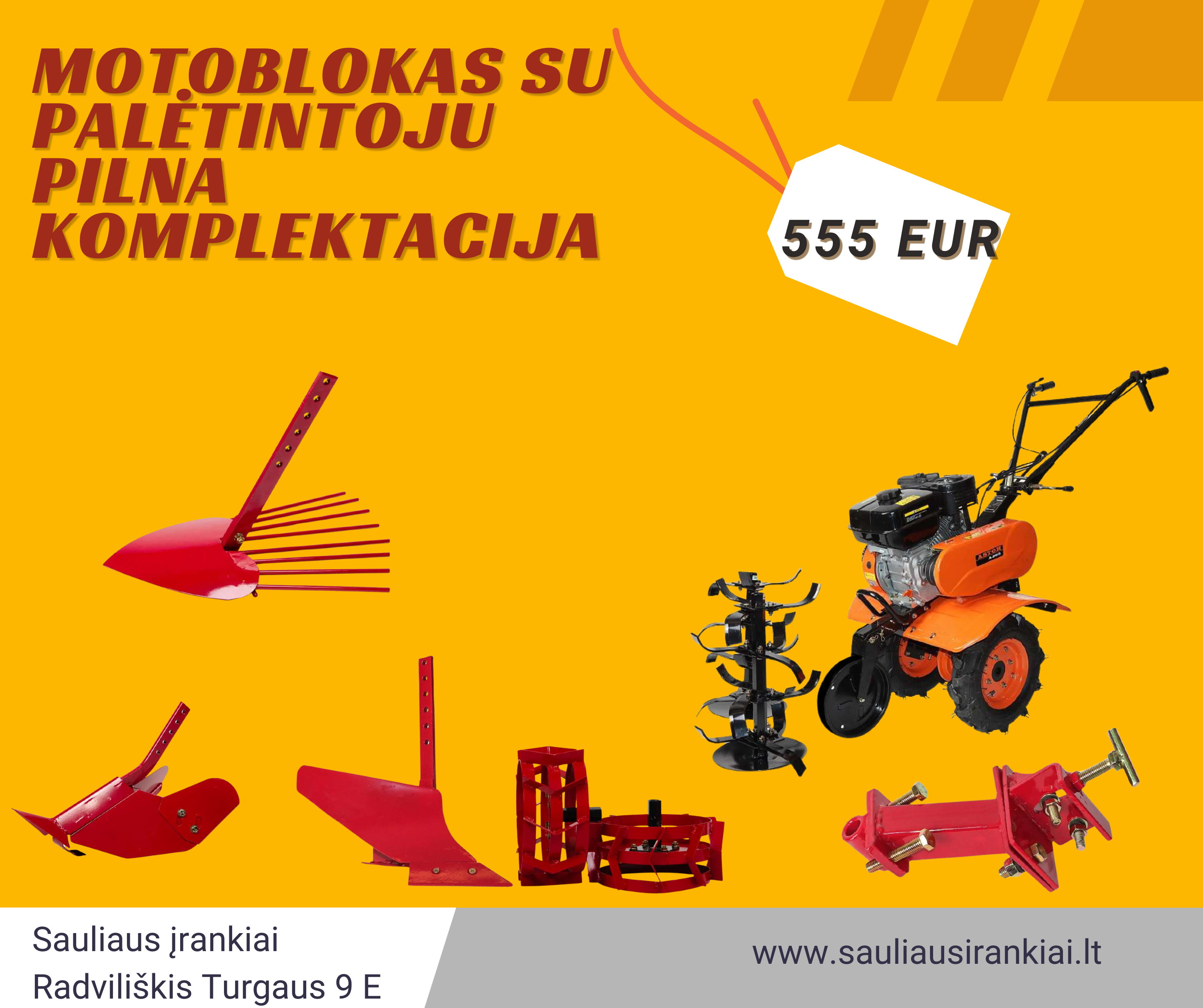 Motoblokas - Kultivatorius didžiausia komplektacija