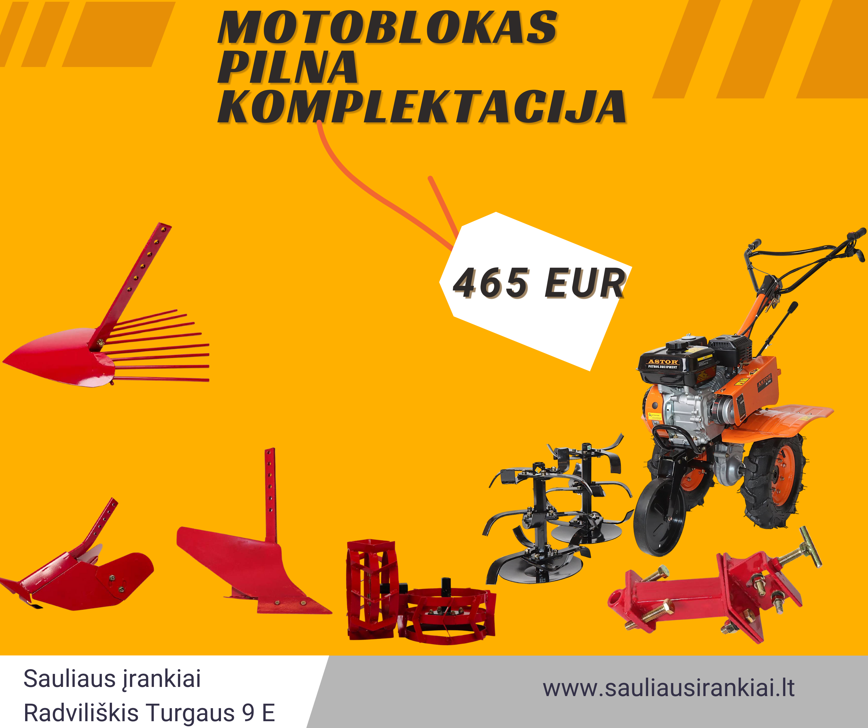 Benzininis kultivatorius-motoblokas Astor A-80 Su pilna su komplektacija