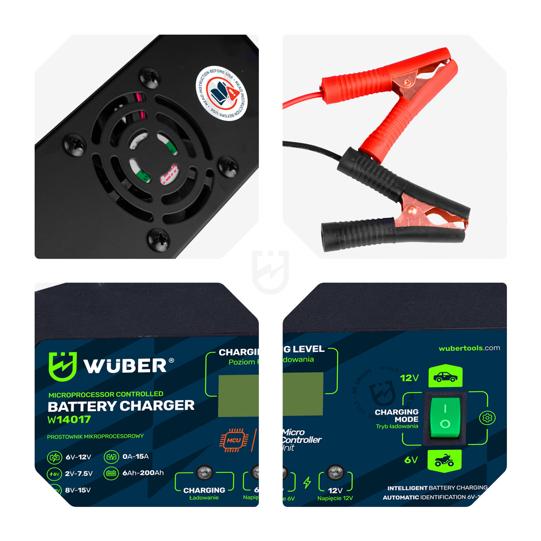  įkroviklis 6-12V 15A Akumuliatoriaus įkroviklis WUBER