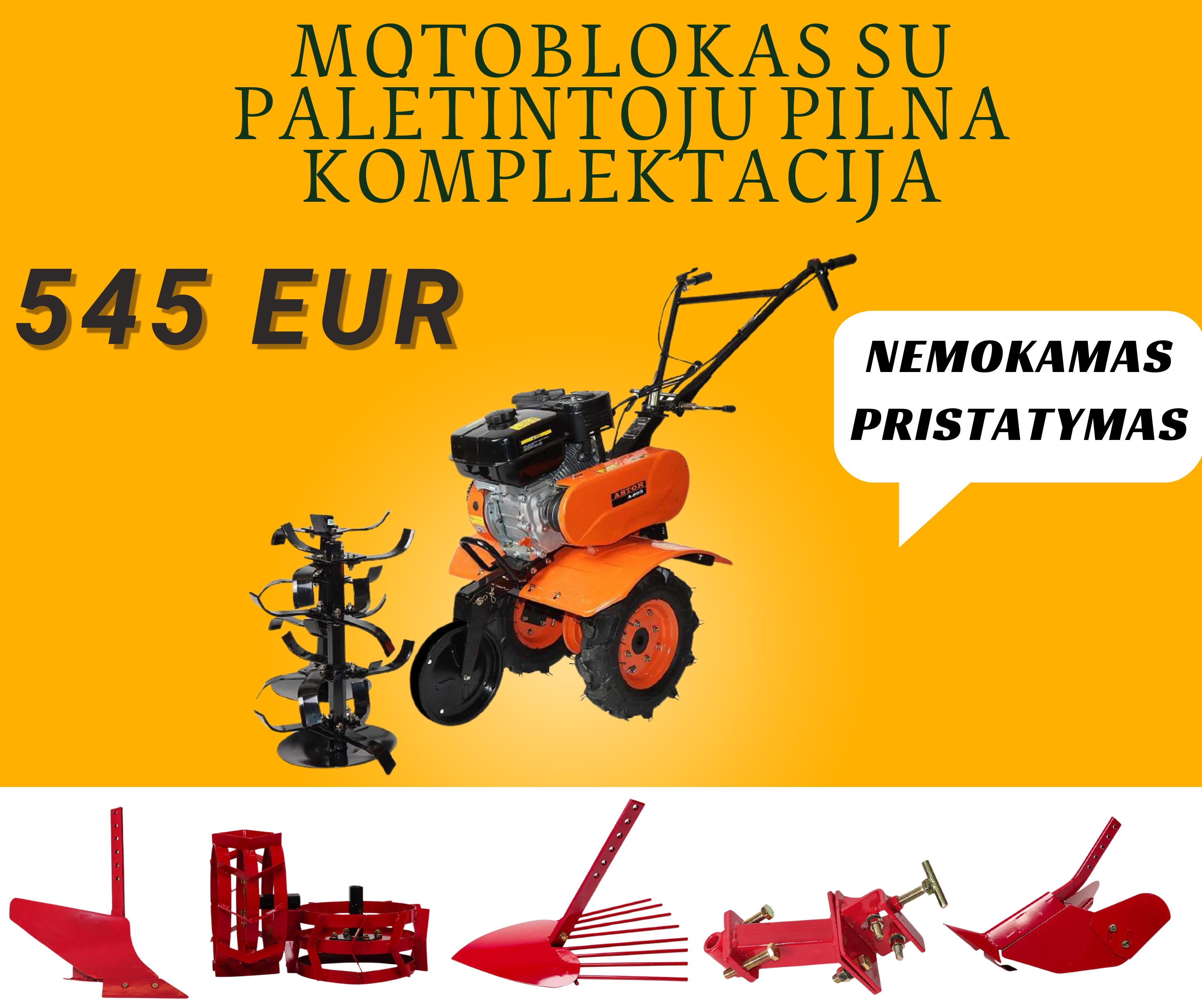 Motoblokas - Kultivatorius didžiausia komplektacija