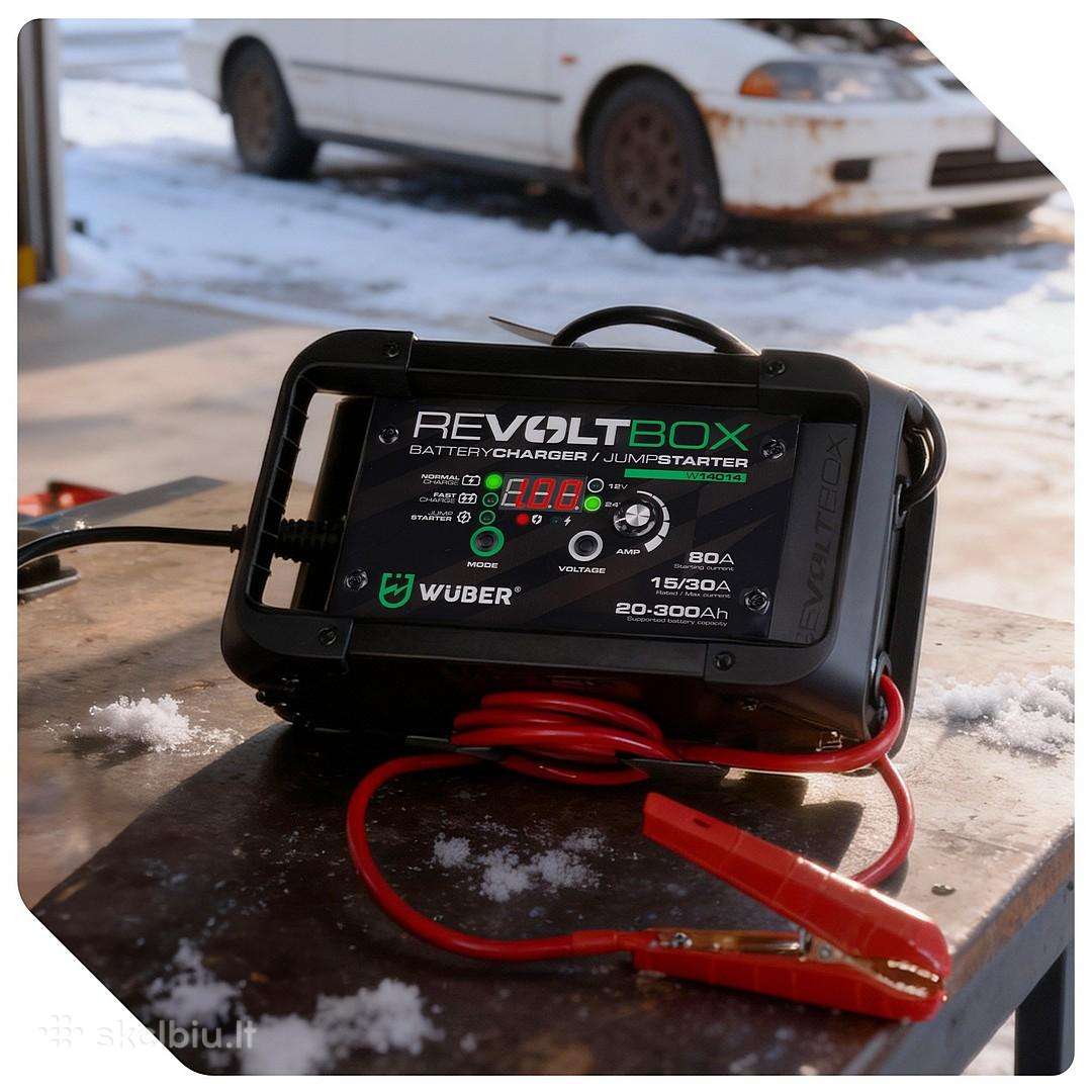 Automatinis akumuliatoriaus įkroviklis su starteris 80A