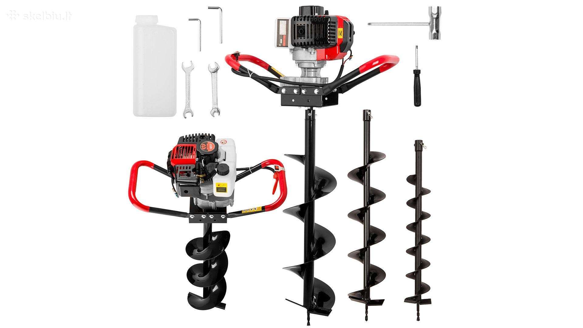 Benzininis žemės gražtas Su 3 grąžtais +ilgintuvas